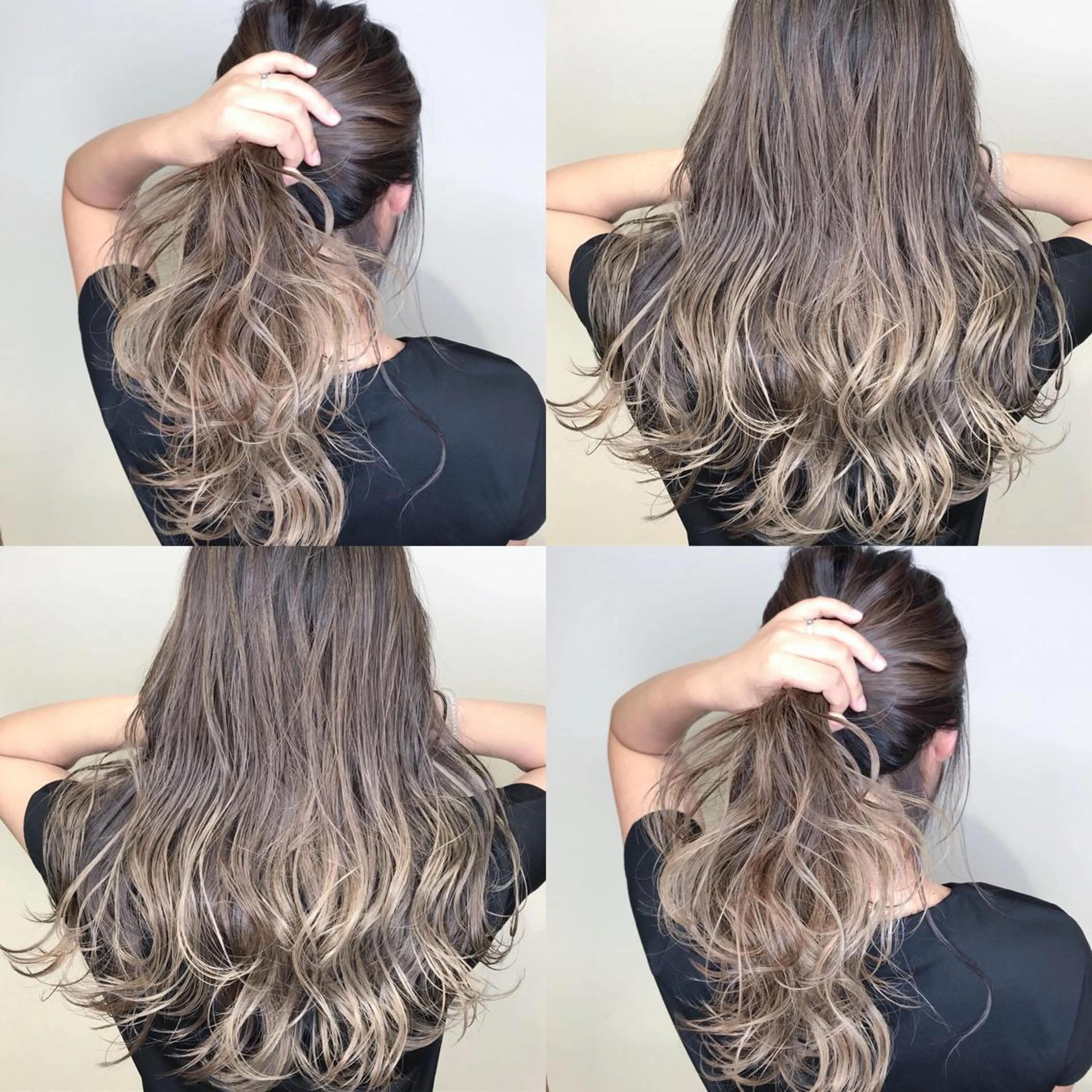 ロング カラー バレイヤージュ ブリーチ グラデーションカラー ハイライトカラー ハイライト AMI Hair  supply所属・髪質改善カラー 韓国風レイヤーのヘアスタイル