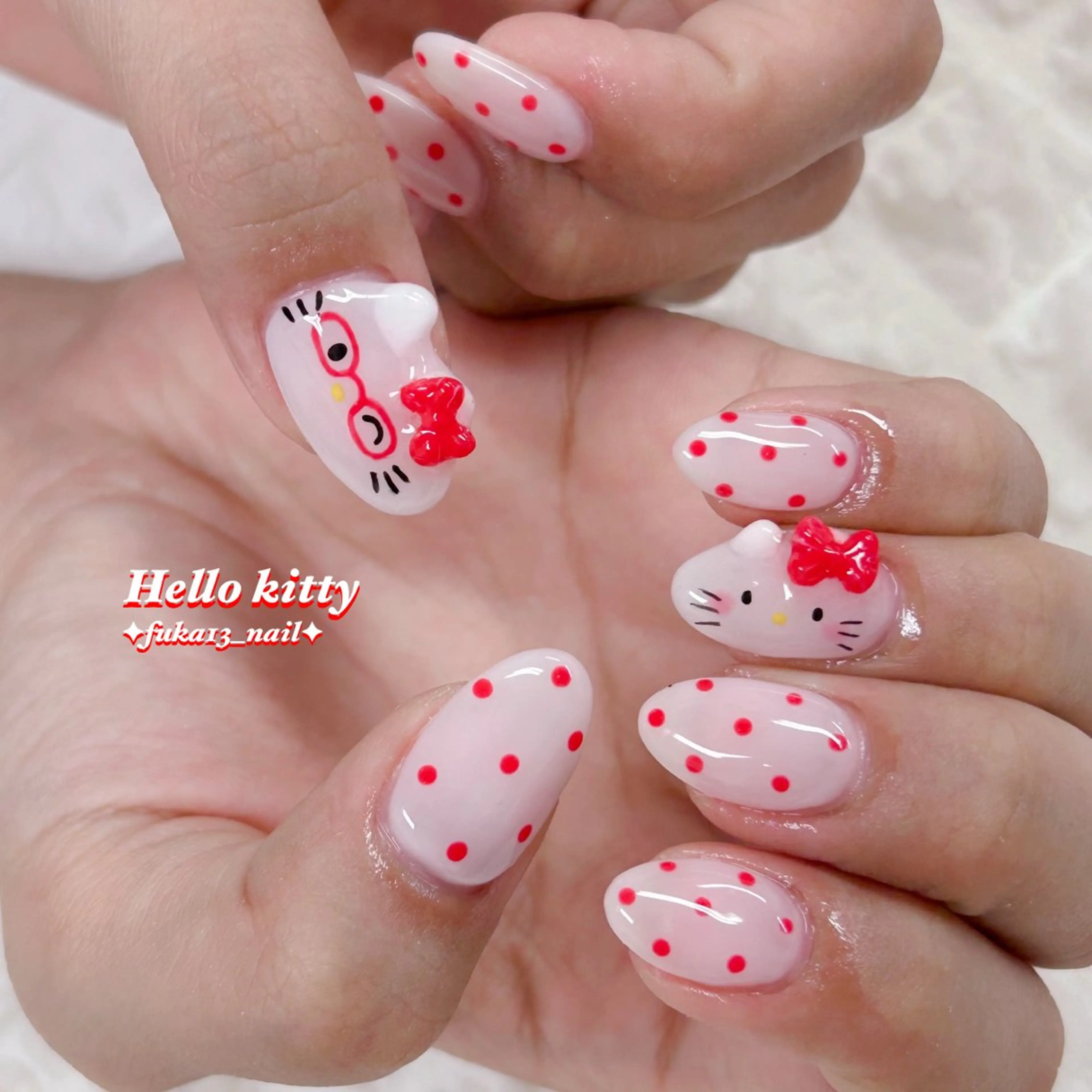 ネイル ドット 韓国ネイル リボン ハンドネイル ネイルサロンAnela【アネラ】所属・Nail♡Fuka. /1月予約受付中のネイルデザイン