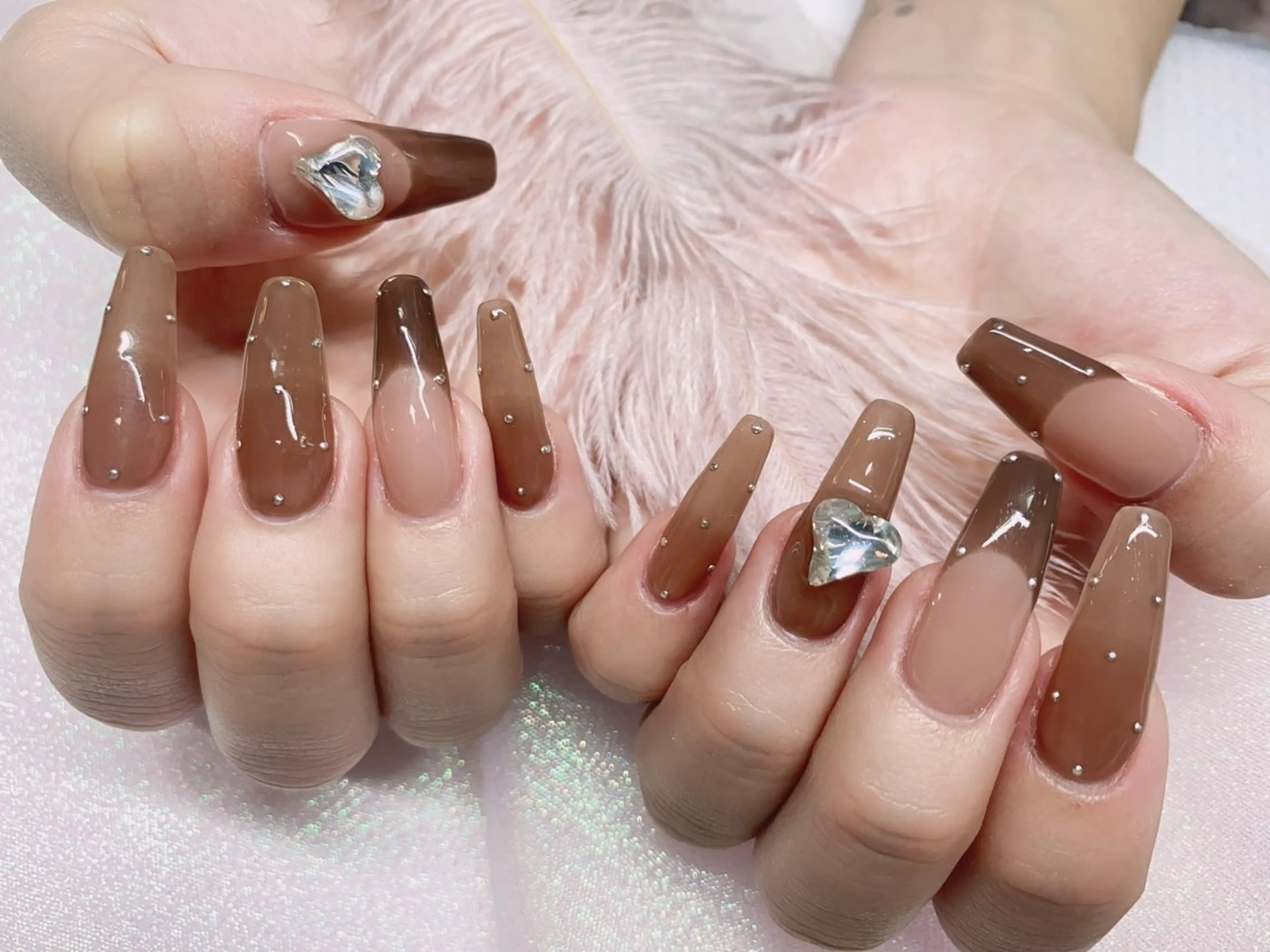 ネイル 長さ出し ジェルネイル キラキラネイル 大理石ネイル(マーブル) ニュアンスネイル Morpho nailのネイルデザイン