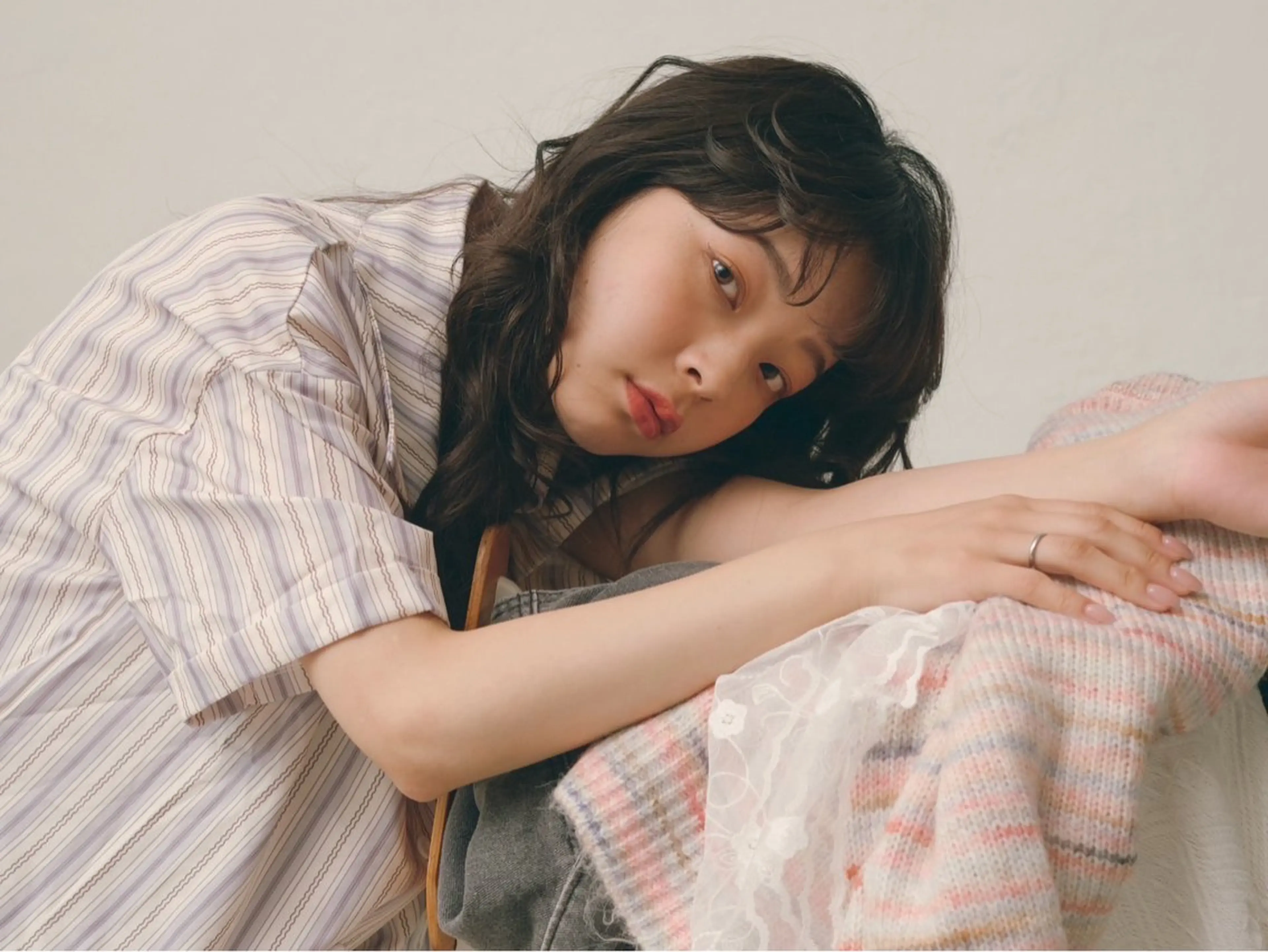 セミロング カラー パーマ ENIF ツキのヘアスタイル