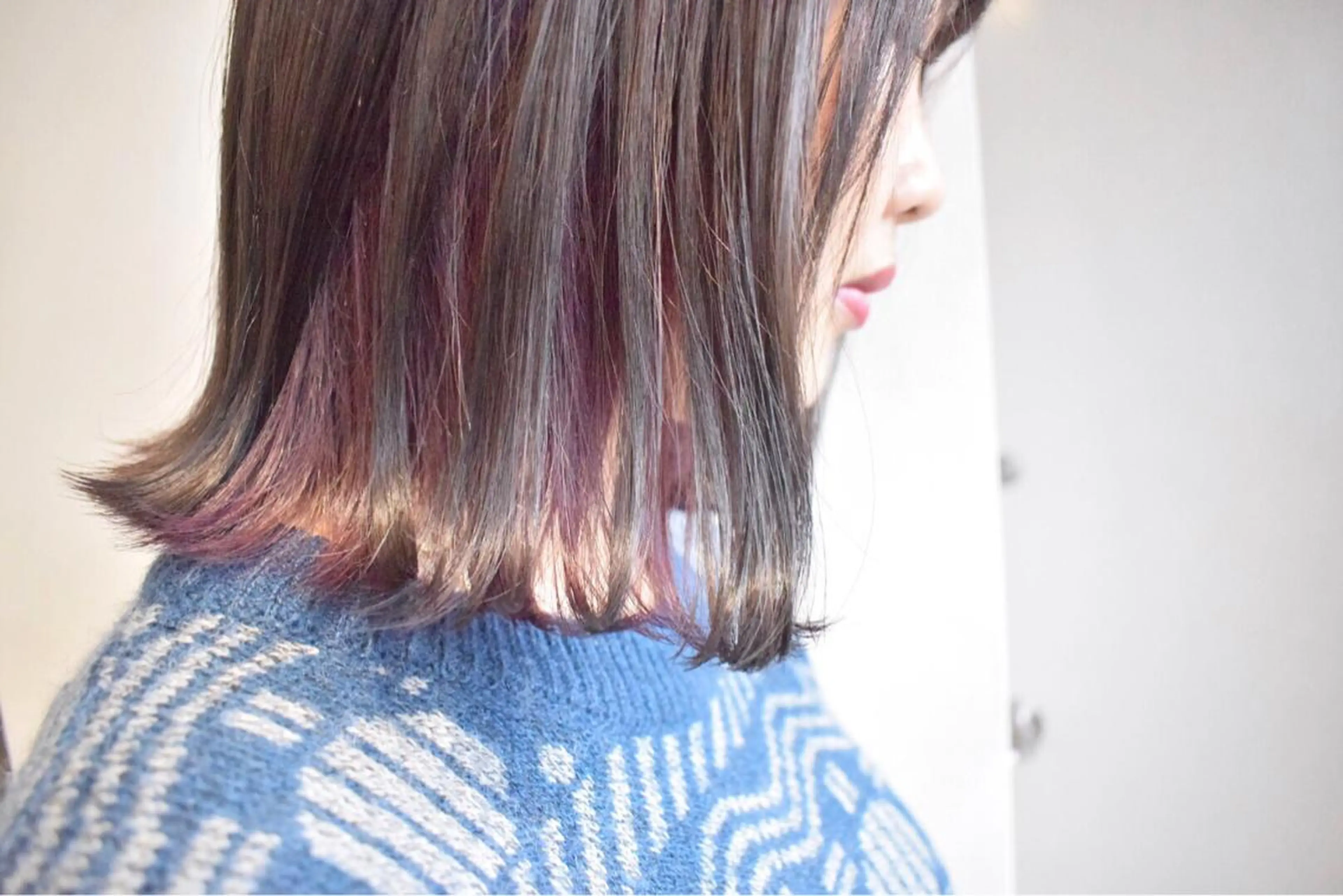 ミディアム カラー カシス ピンクカラー ヘアカラー てんま さやかのヘアスタイル