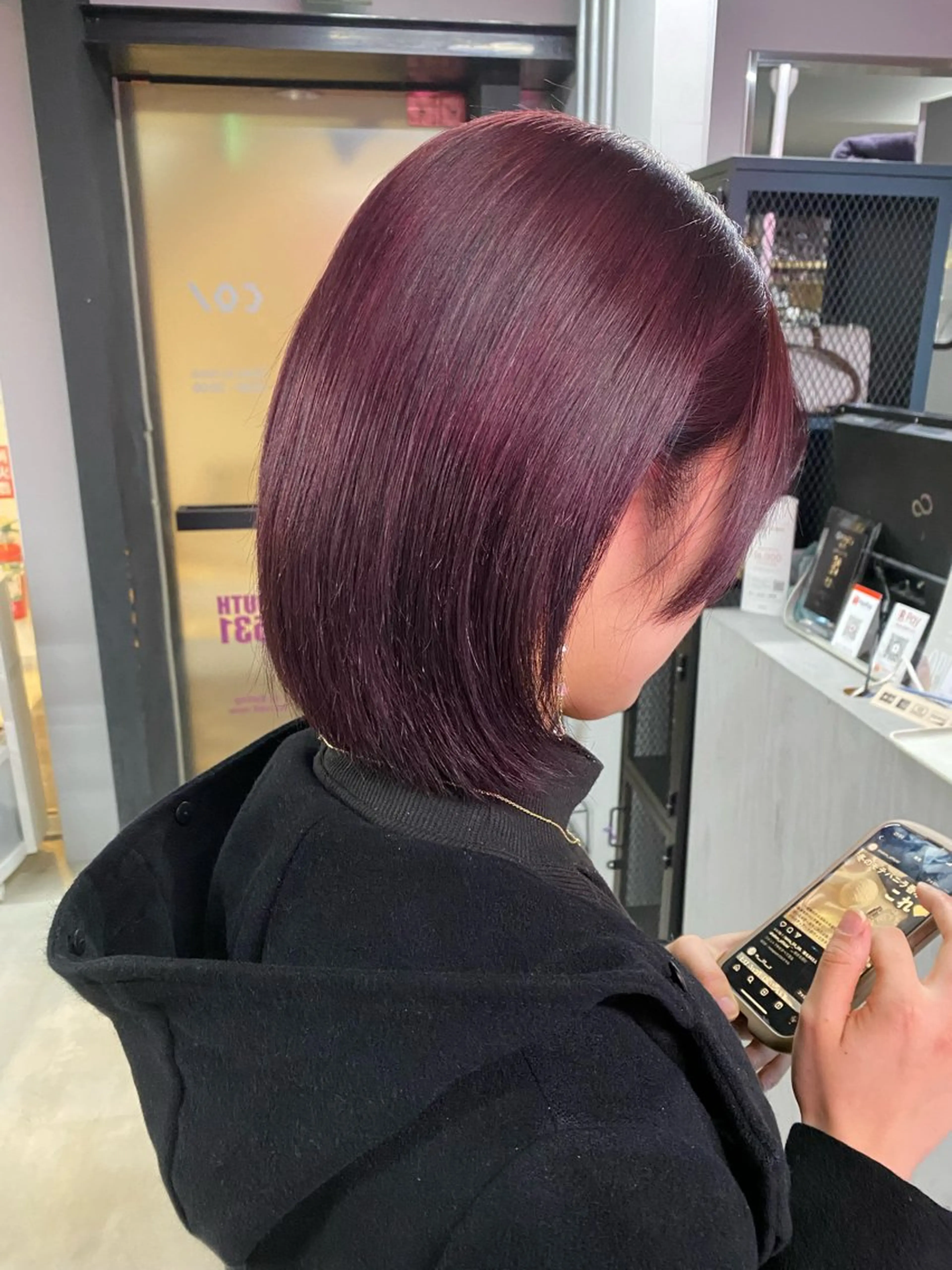 カラー カシス ダブルカラー レッドカラー 岡本樹一 🍁のヘアスタイル