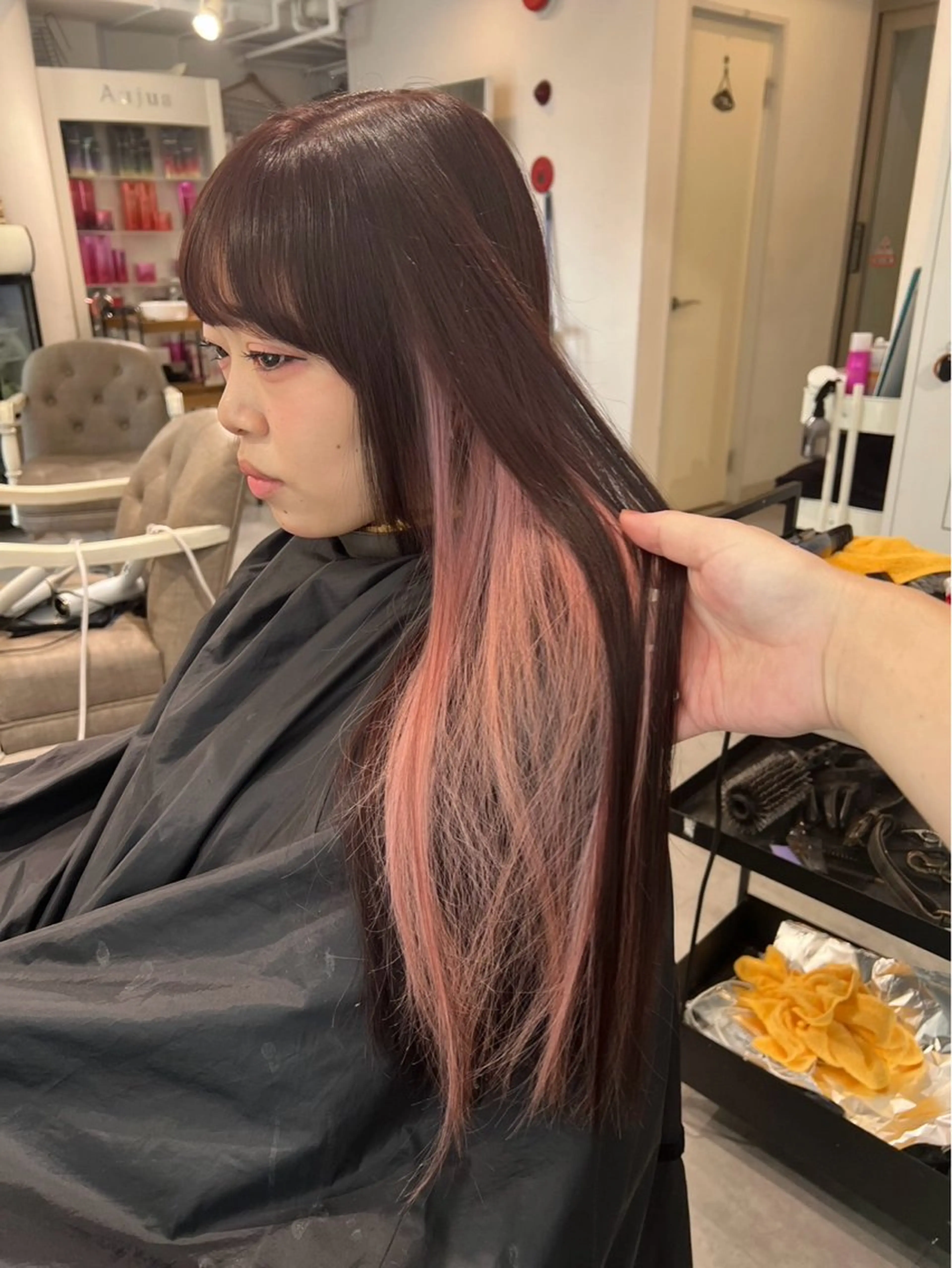 ロング カラー ベージュカラー インナーカラー ピンクカラー ピンクベージュ ヘアカラー トリートメント ROBIN所属・指名数No.1 /NAOYAのヘアスタイル