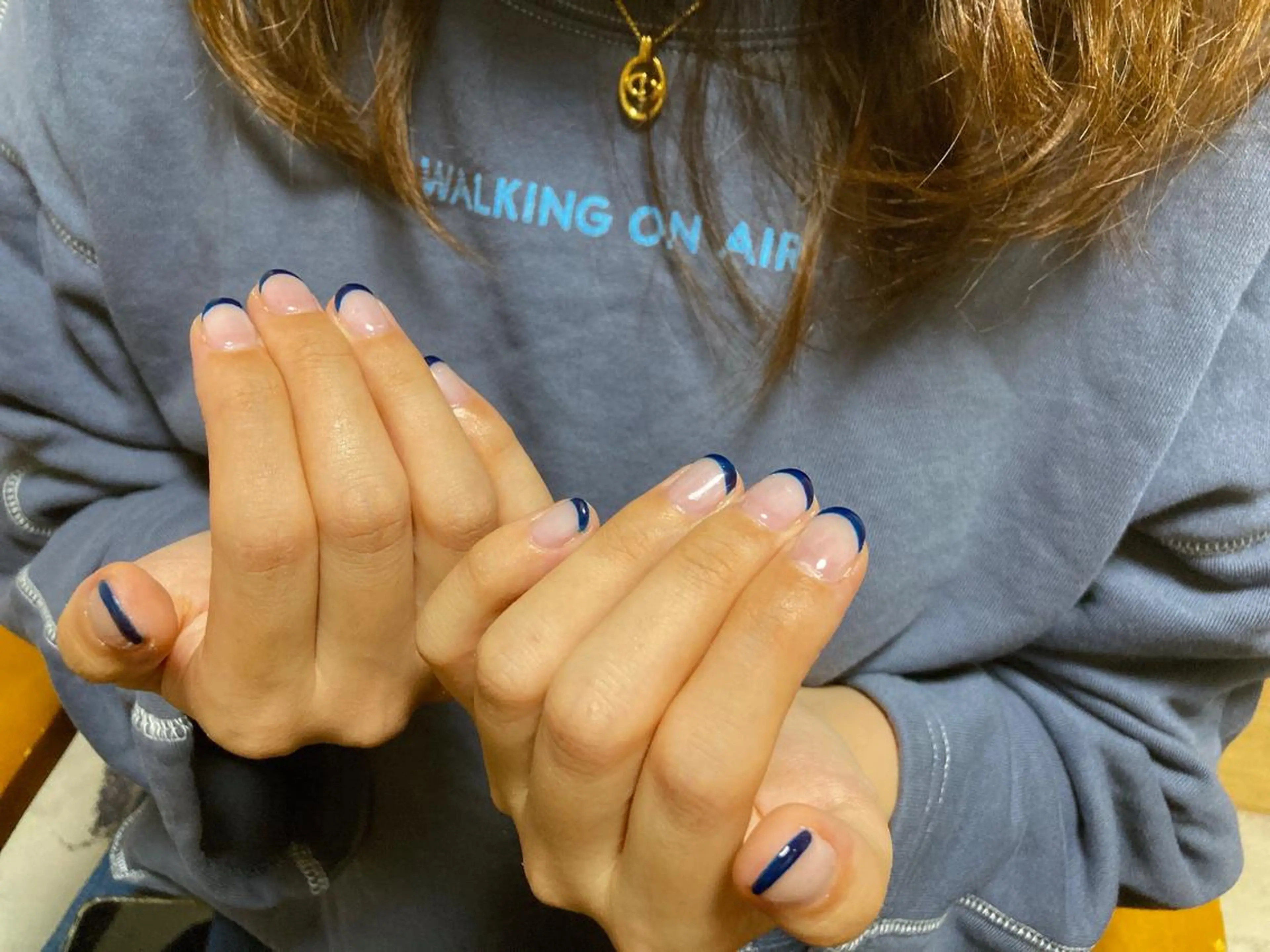 ネイル フレンチネイル ネイビー kikinail 溝の口のネイルデザイン