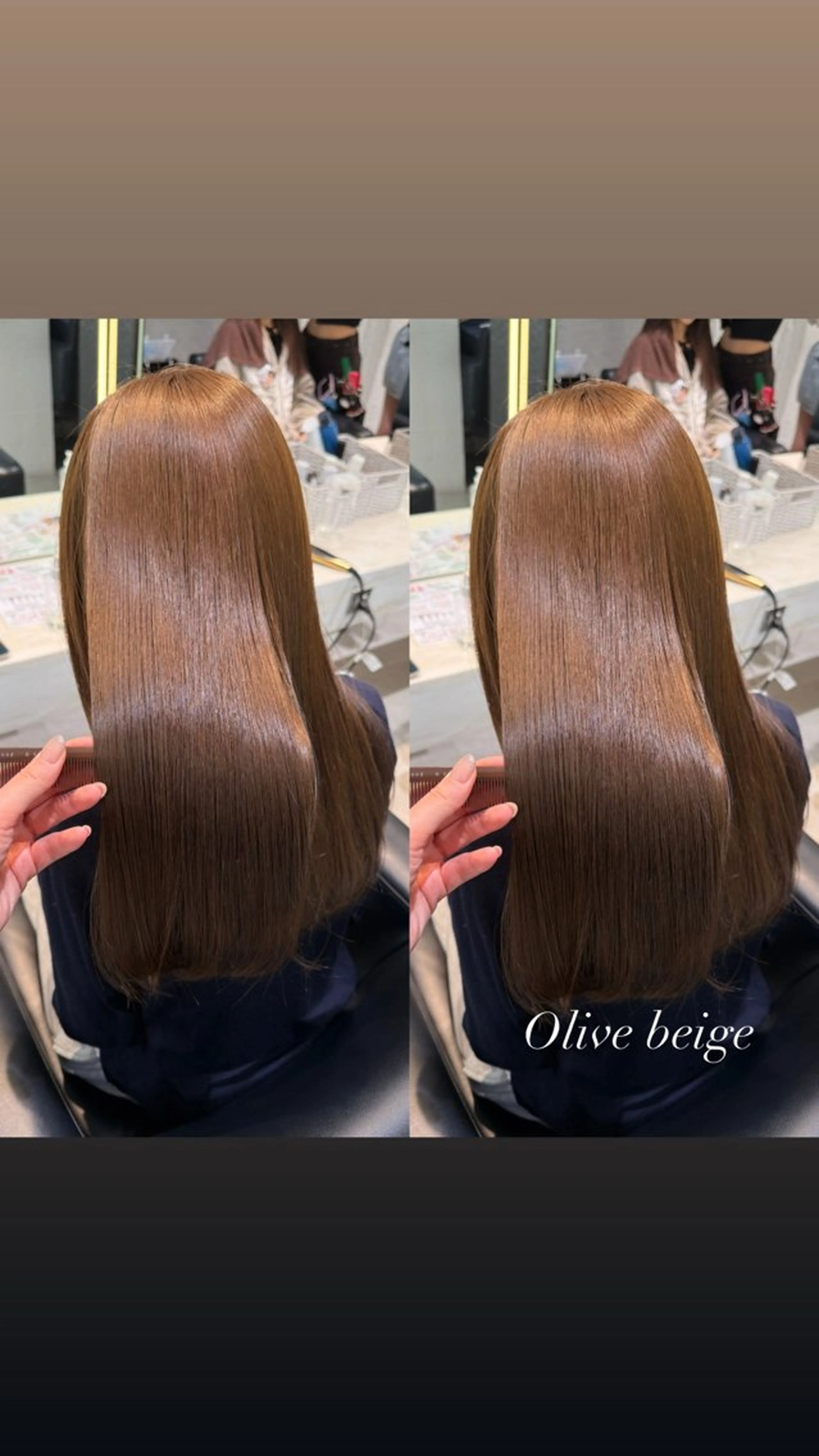 ロング カラー ベージュカラー 透明感カラー オリーブベージュ ヘアカラー トリートメント 艶カラー/ ストレート/くるみのヘアスタイル