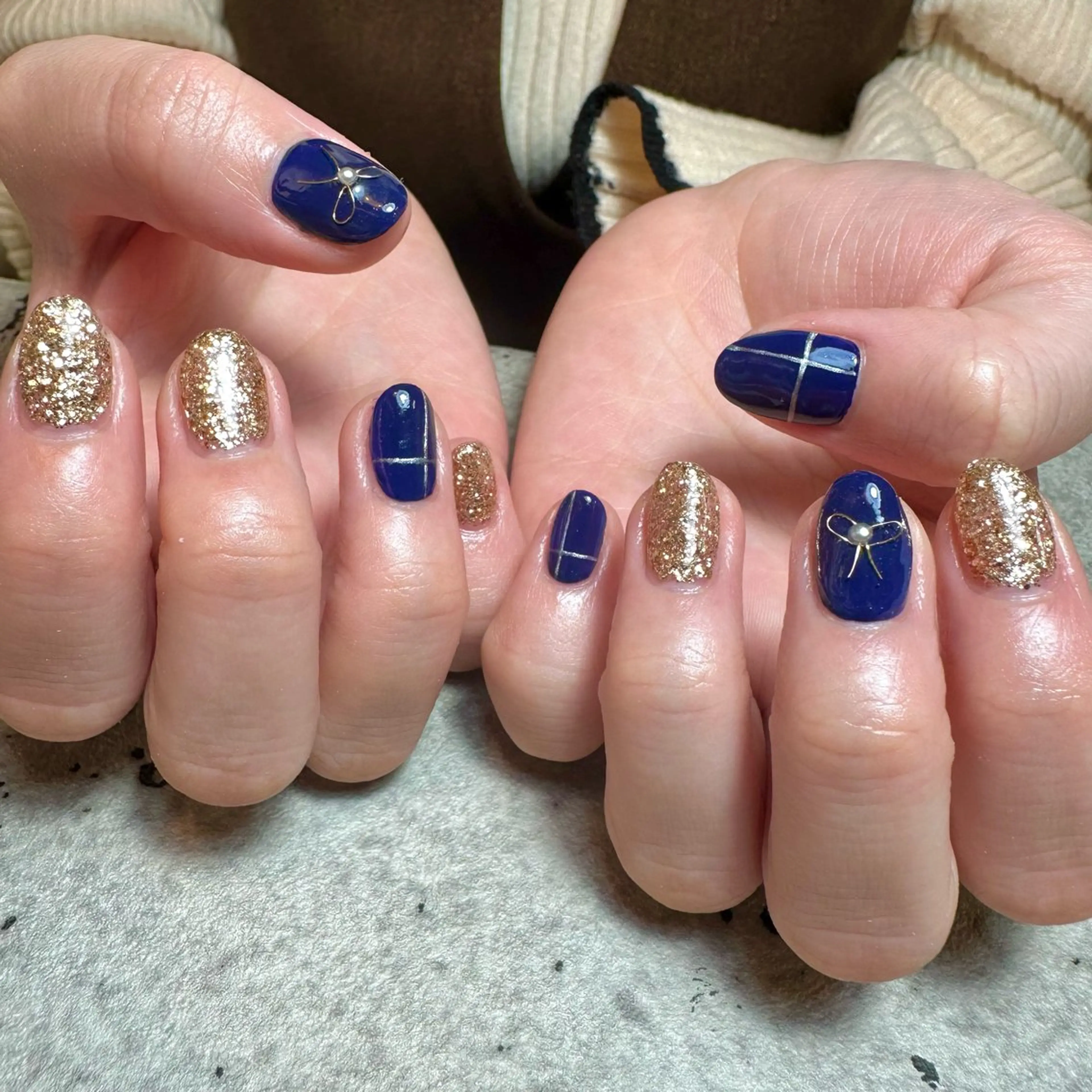 ネイル ラメ(グリッター) リボン ハンドネイル フットネイル GéRanium Harukaのネイルデザイン