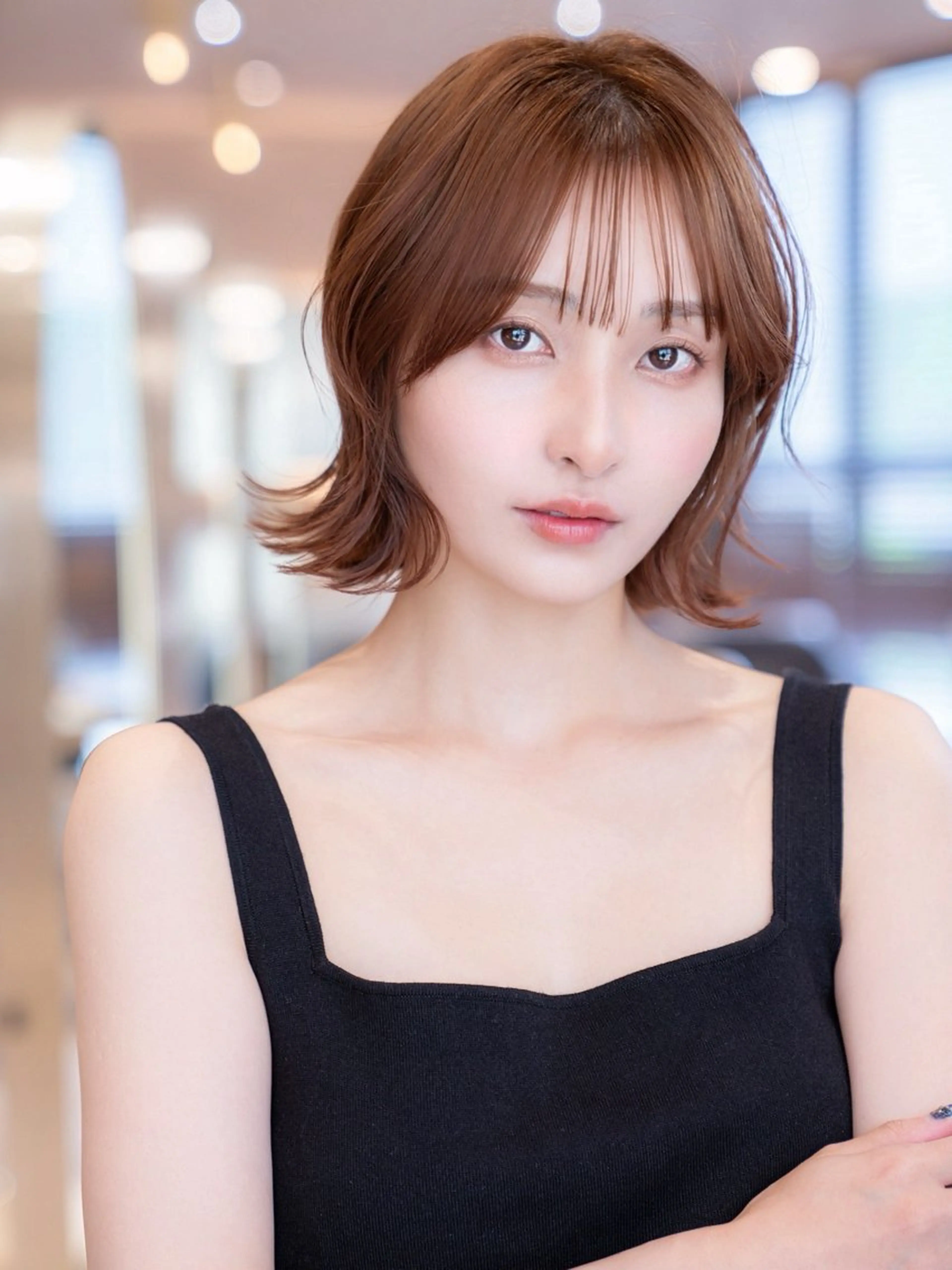 ミディアム カラー カット ヘアカラー トリートメント 渋谷/レイヤーボブ・ 韓国ボブ特化/楓のヘアスタイル