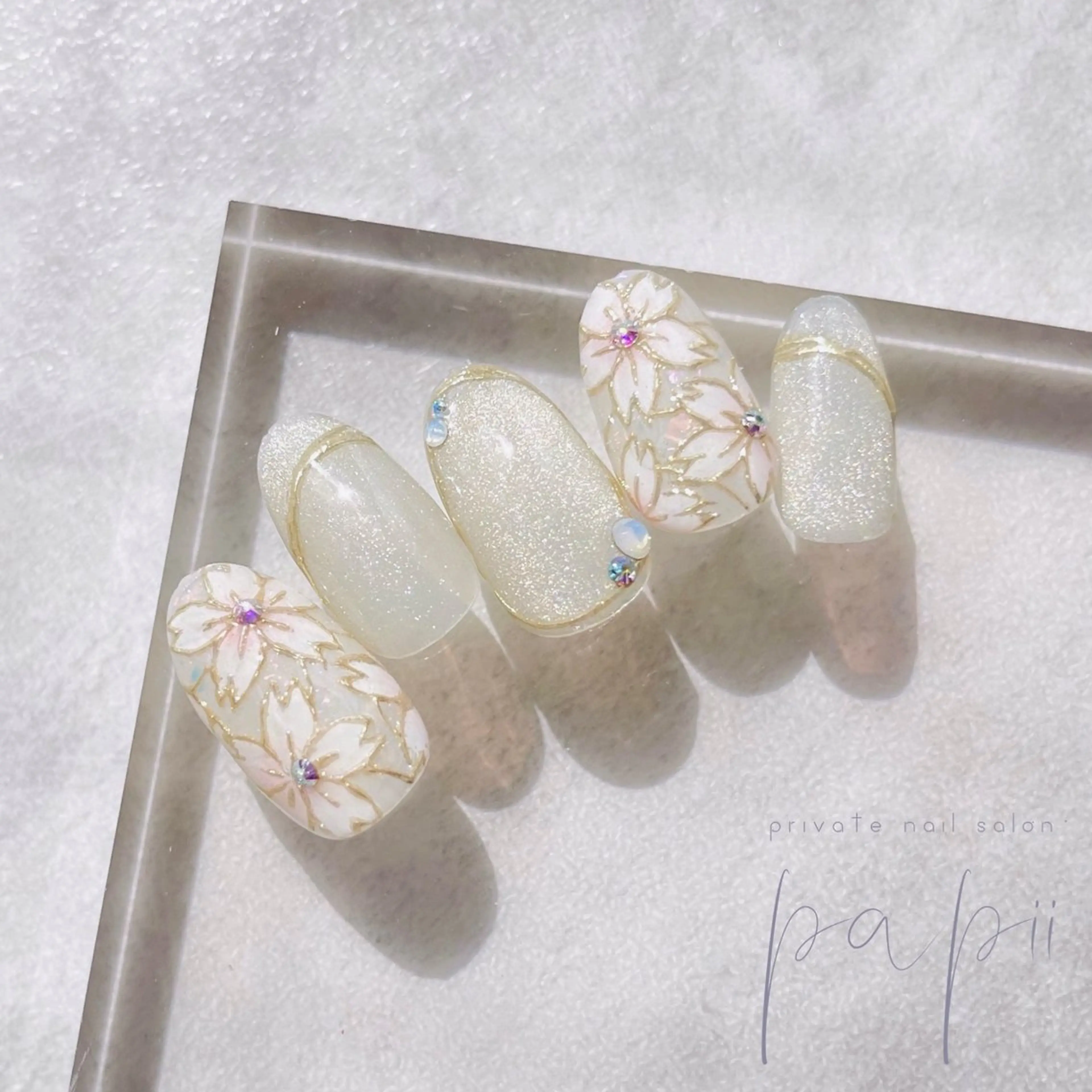 ネイル アートネイル 桜ネイル マグネットネイル ハンドネイル private nail salon papii所属・papii☆ kurodaのネイルデザイン