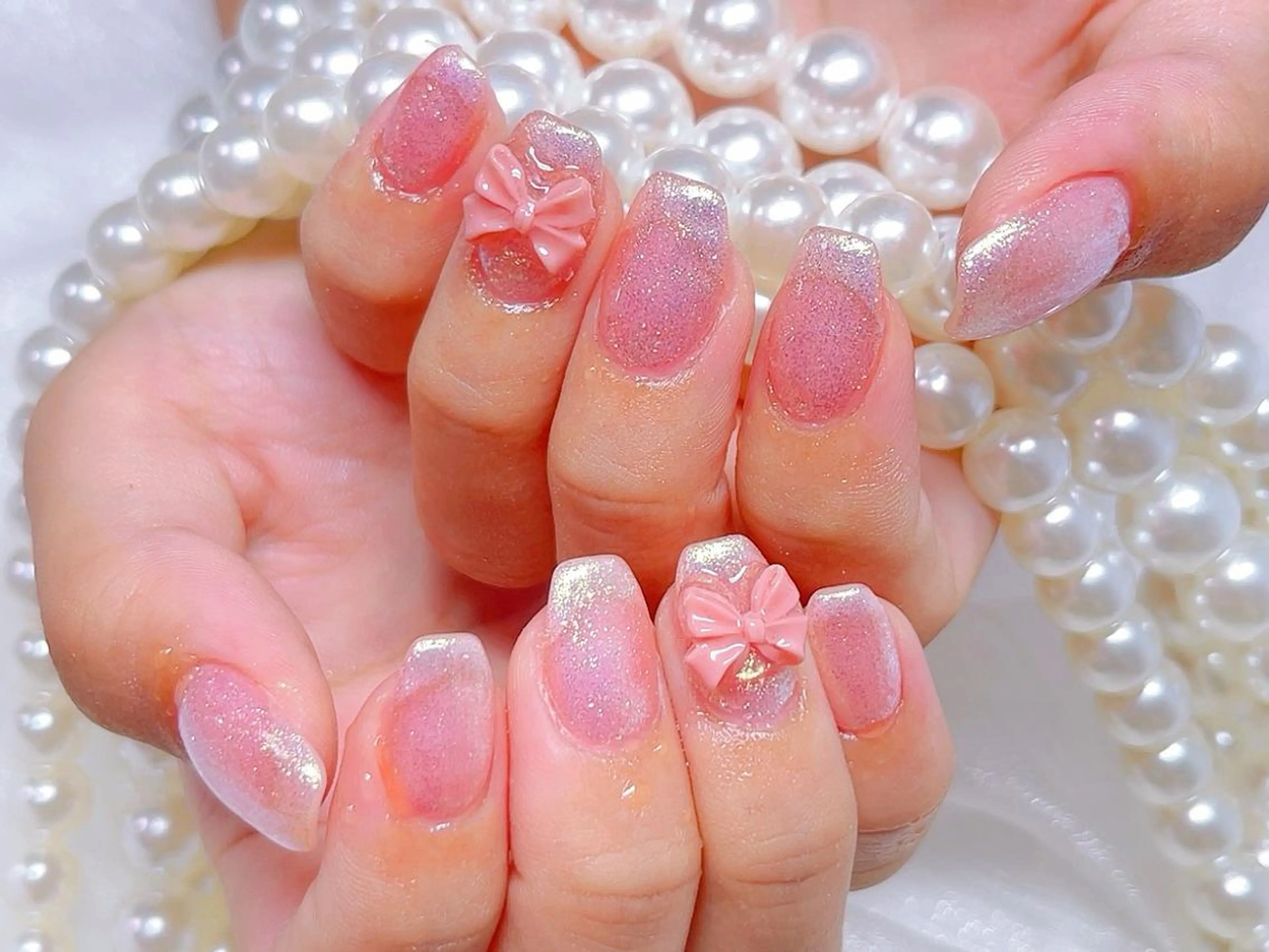 ネイル リボン ハンドネイル Lucky nail salonのネイルデザイン