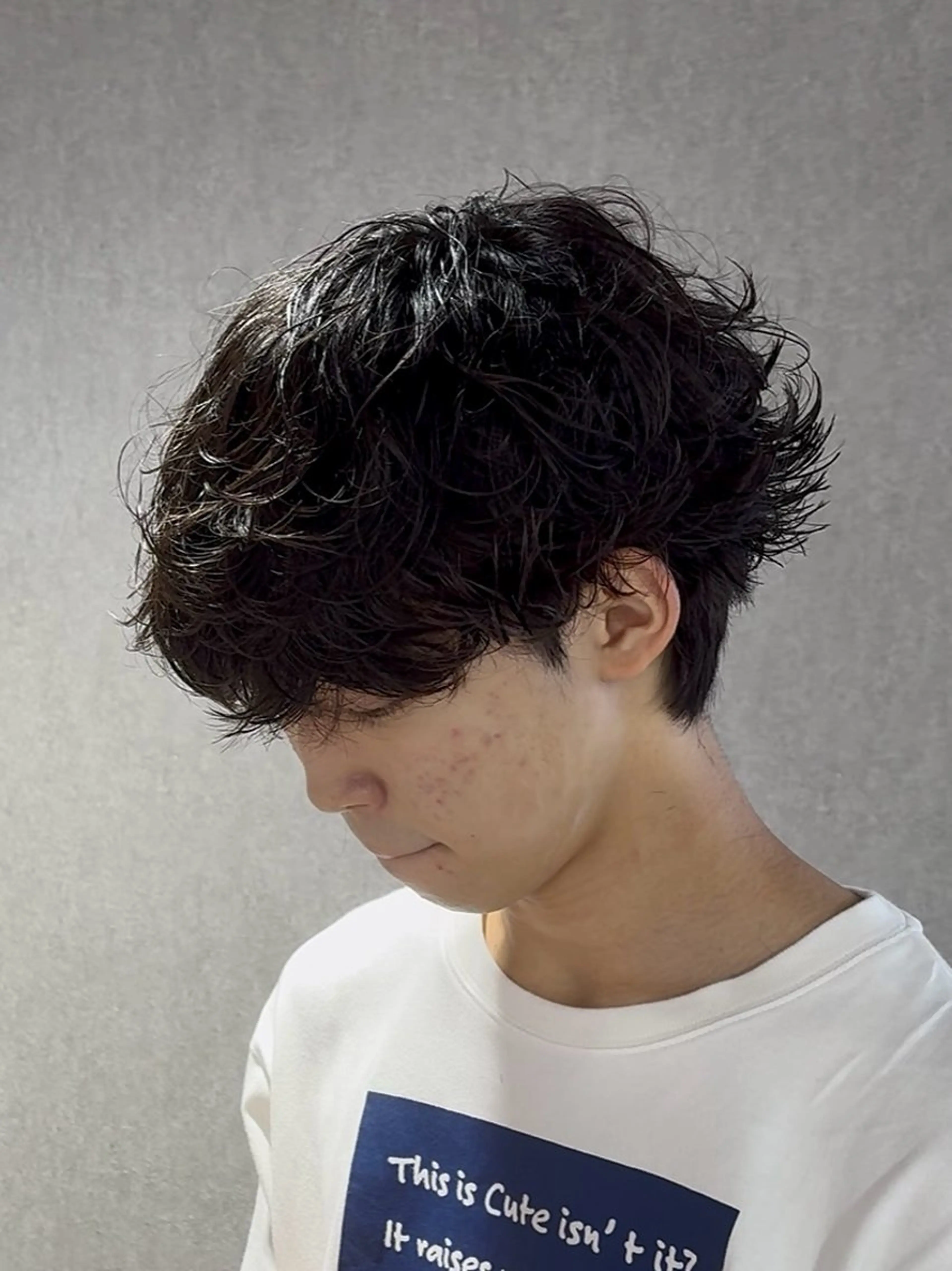 ショート カラー パーマ メンズ カット パーマ 【シャドウパーマ センターパート】義心のヘアスタイル