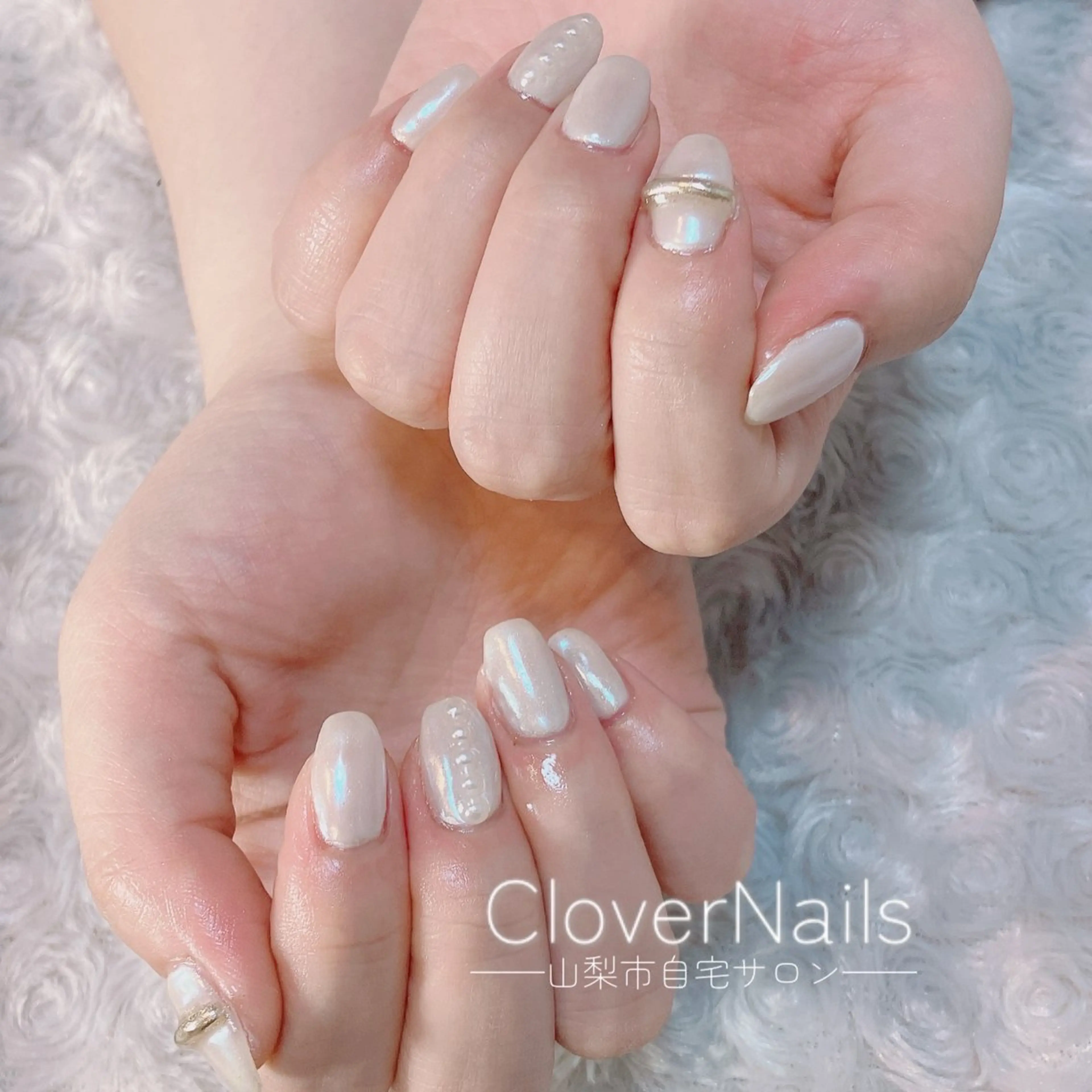 ネイル 持ち込み ブライダルネイル ホワイト ハンドネイル 自宅ネイルサロン クロバーネイルのネイルデザイン