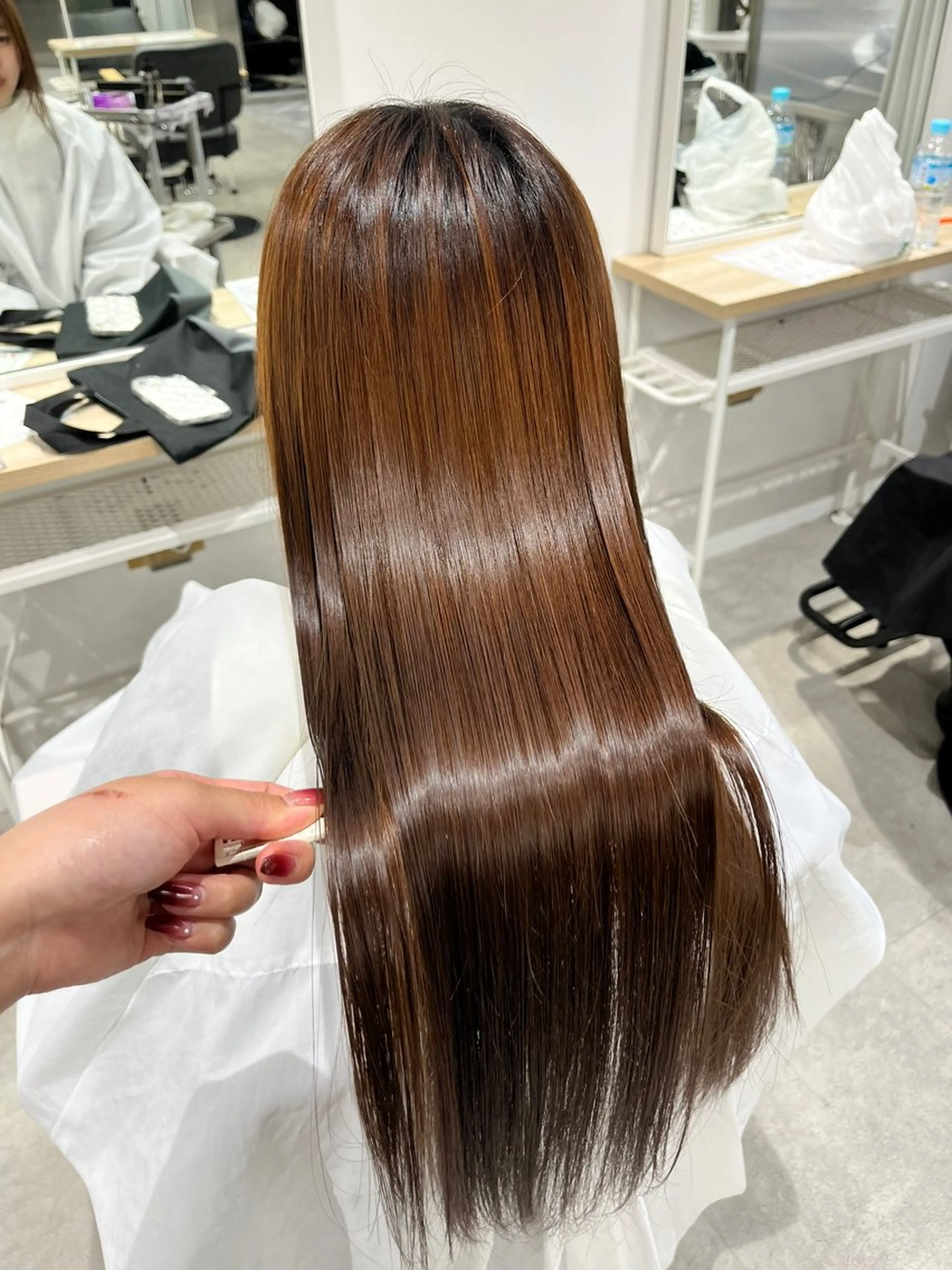 ロング カラー パーマ 縮毛矯正 酸性ストレート ストレートパーマ 縮毛矯正 トリートメント mai🤍縮毛酸性ス トレート/アイリストのヘアスタイル