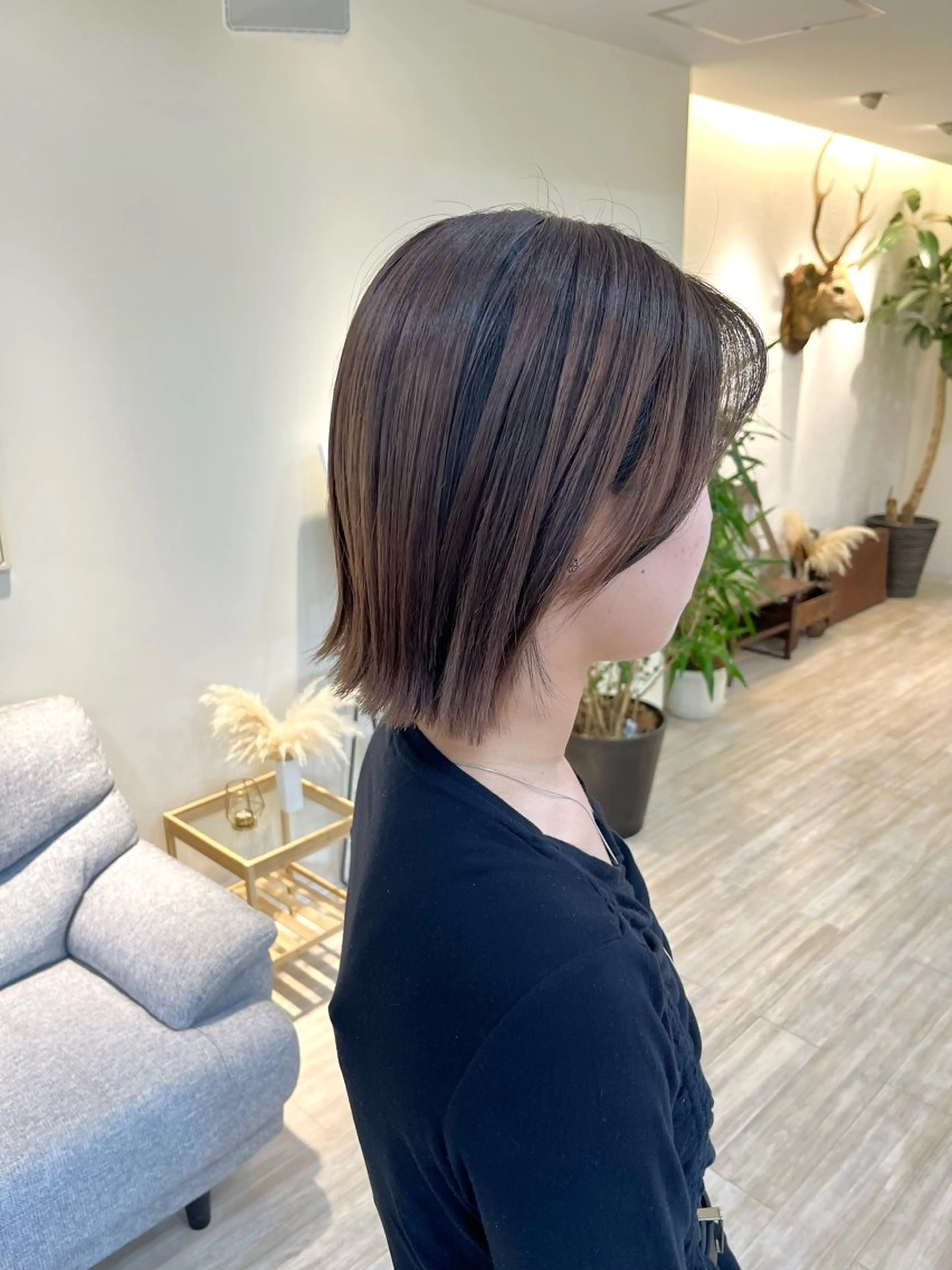 ショート パーマ カット 縮毛矯正 トリートメント つぼみ/パーマ ／レイヤー／ボブのヘアスタイル