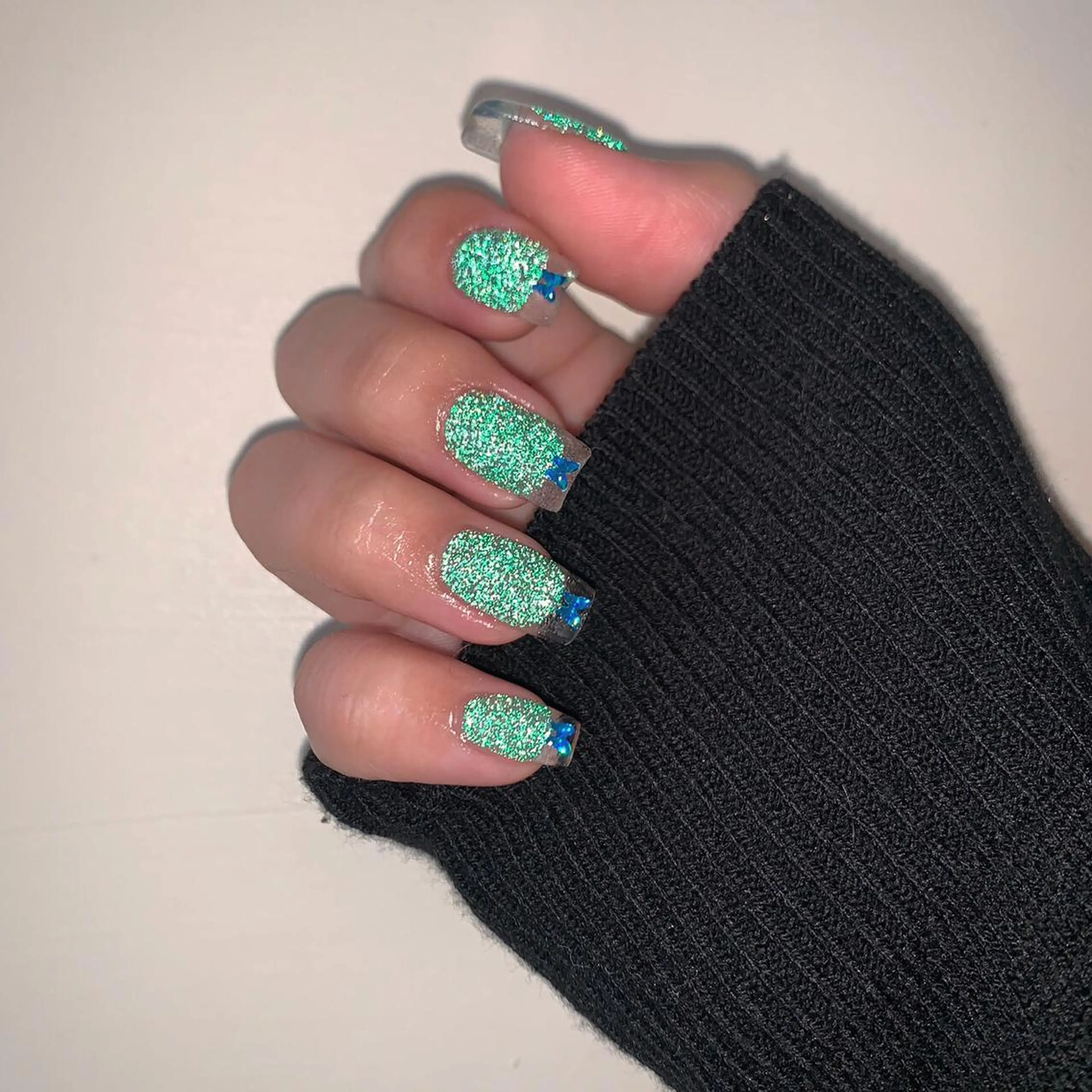 ネイル クリアネイル フラッシュネイル フレンチネイル ラメ(グリッター) ハンドネイル ☽ ☾のネイルデザイン