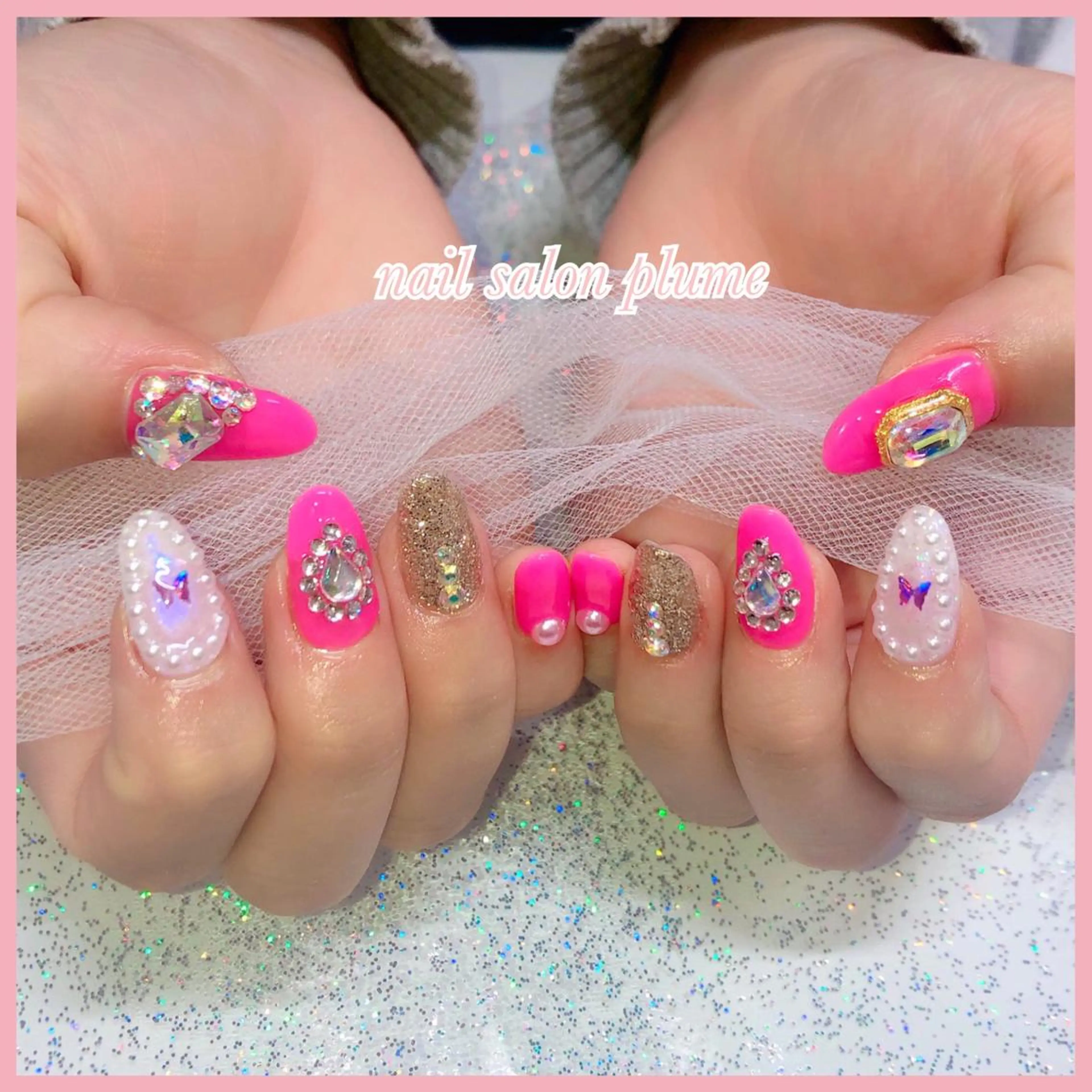 ネイル アートネイル ハート キラキラネイル 韓国ネイル ラメ(グリッター) ハンドネイル plume nail ☆韓国ネイルのネイルデザイン