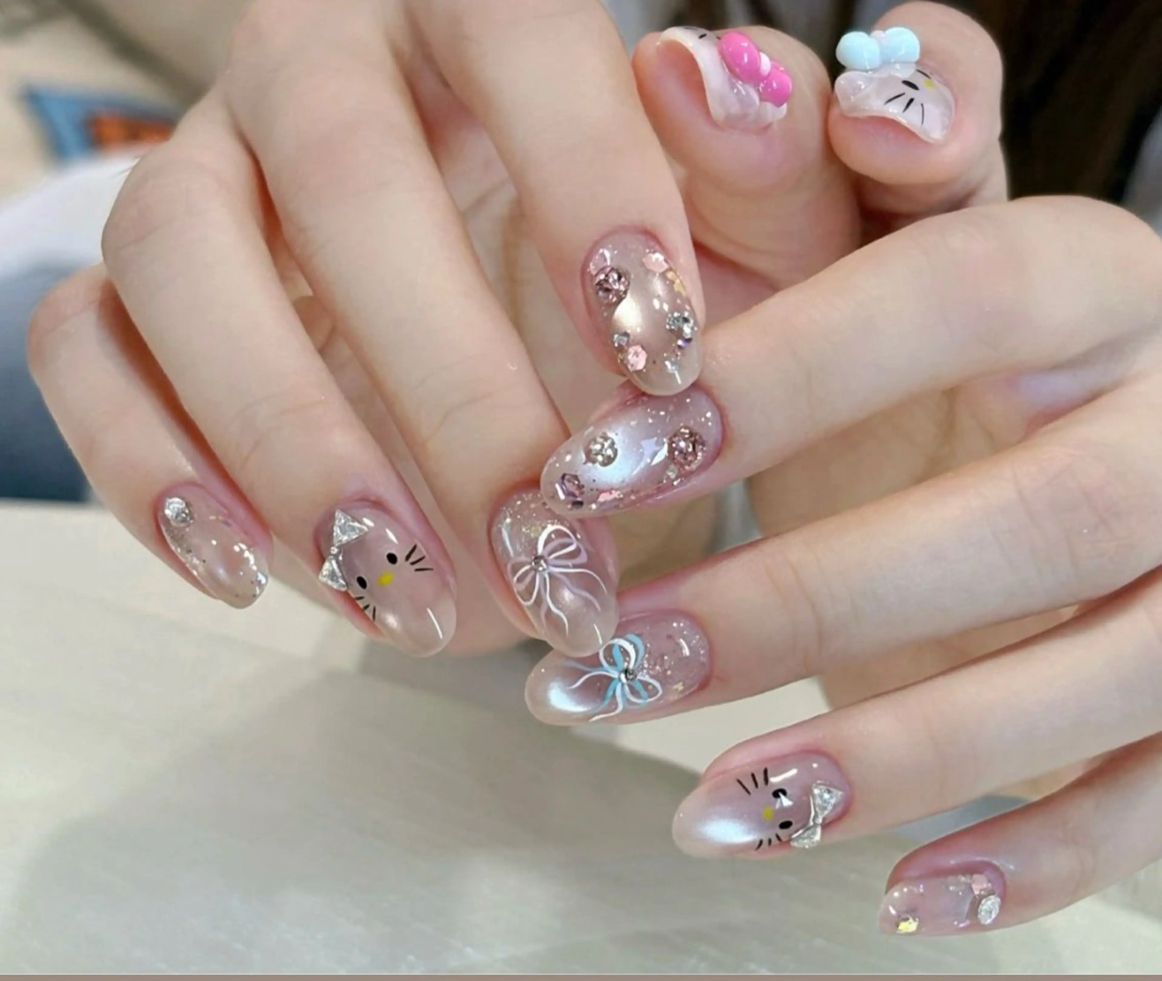 ネイル アートネイル オーロラネイル チークネイル フレンチネイル ガラスフレンチ 🎀🎀YooLi Nail Salonのネイルデザイン
