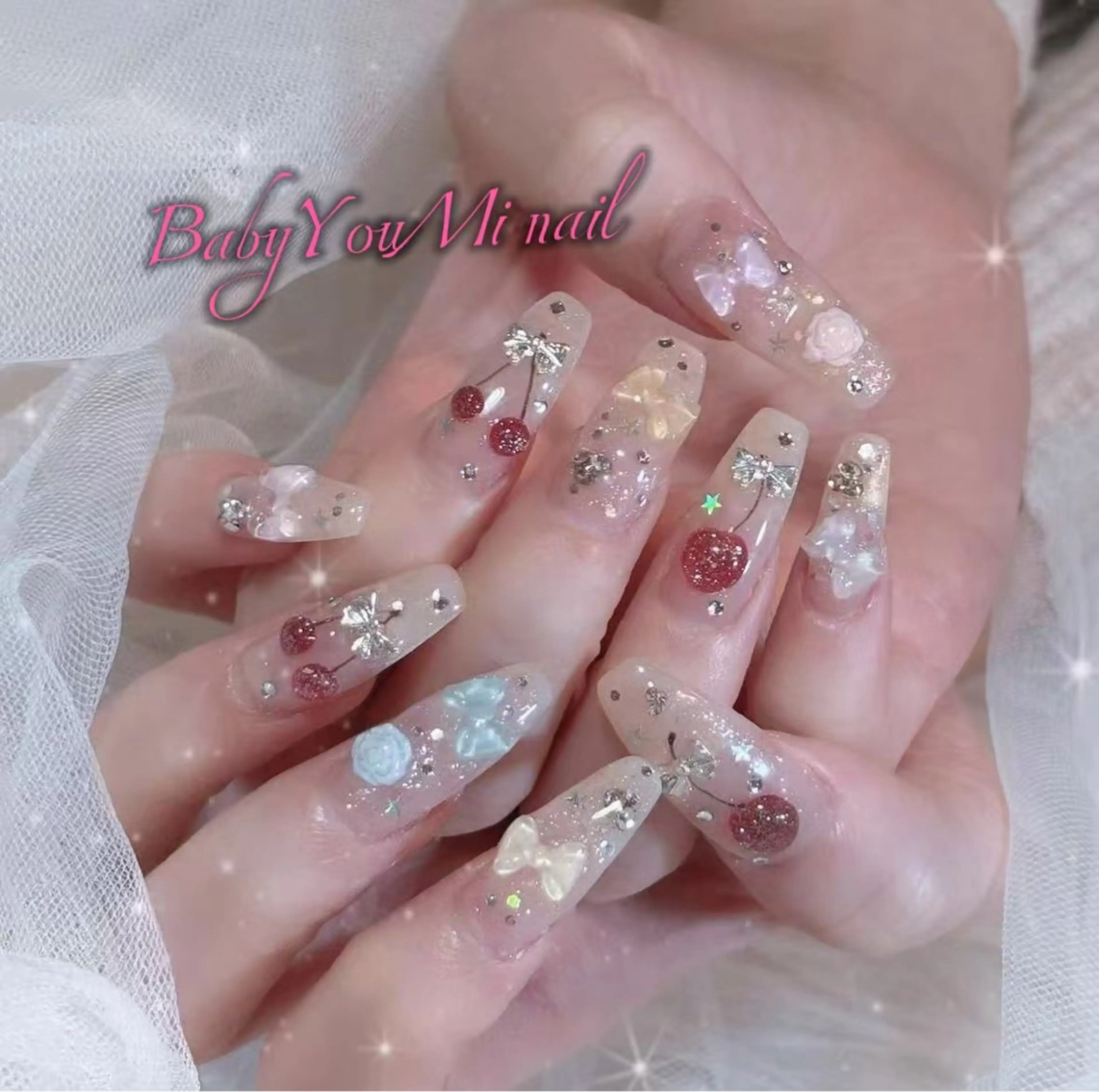 ネイル オーロラネイル フラワーネイル フットネイル フレンチネイル ジェルネイル ハンドネイル BabyYouMi ねねのネイルデザイン