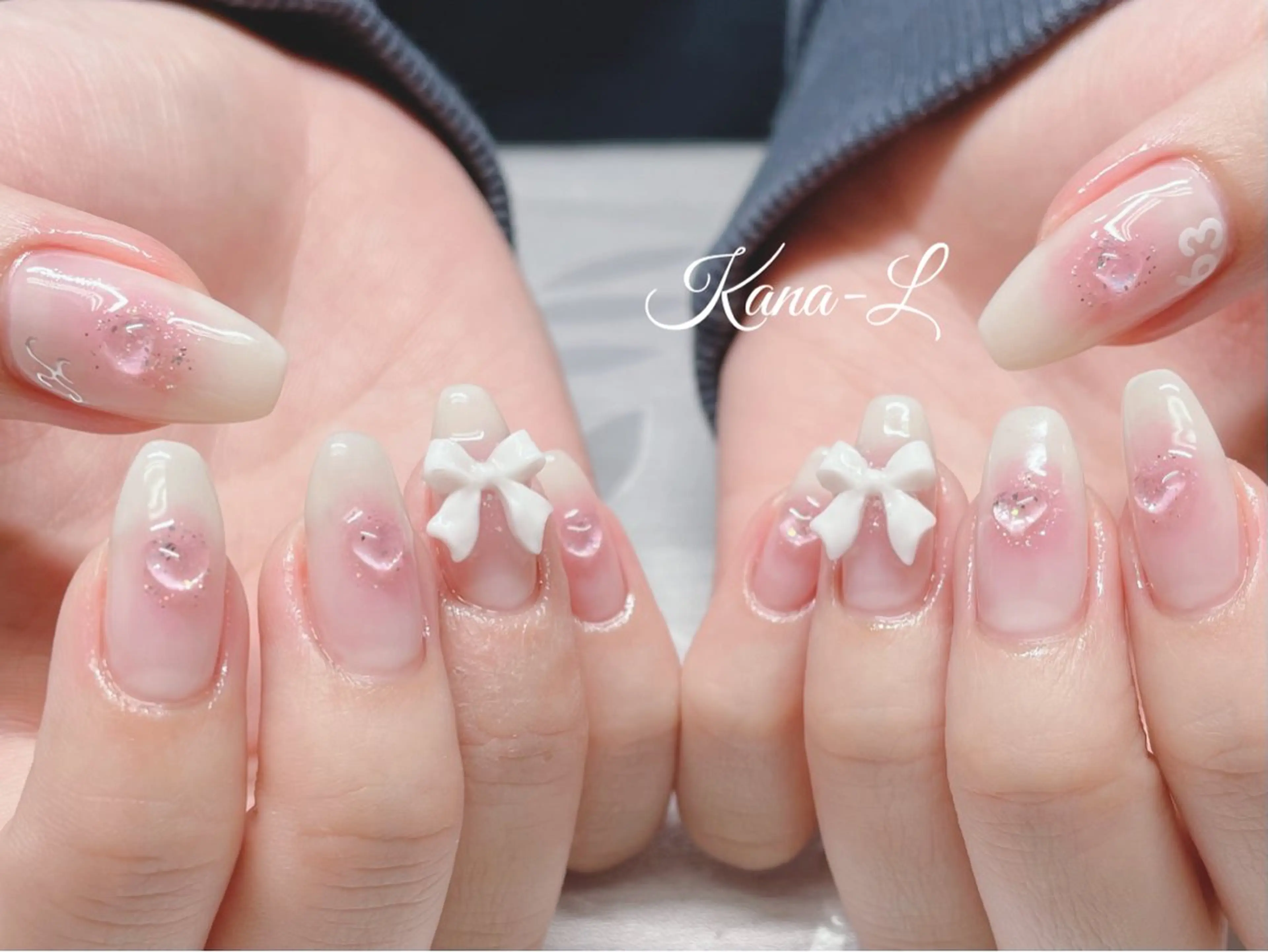 ネイル チークネイル ジェルネイル ハート 韓国ネイル パラジェル 芦辺 香奈のネイルデザイン