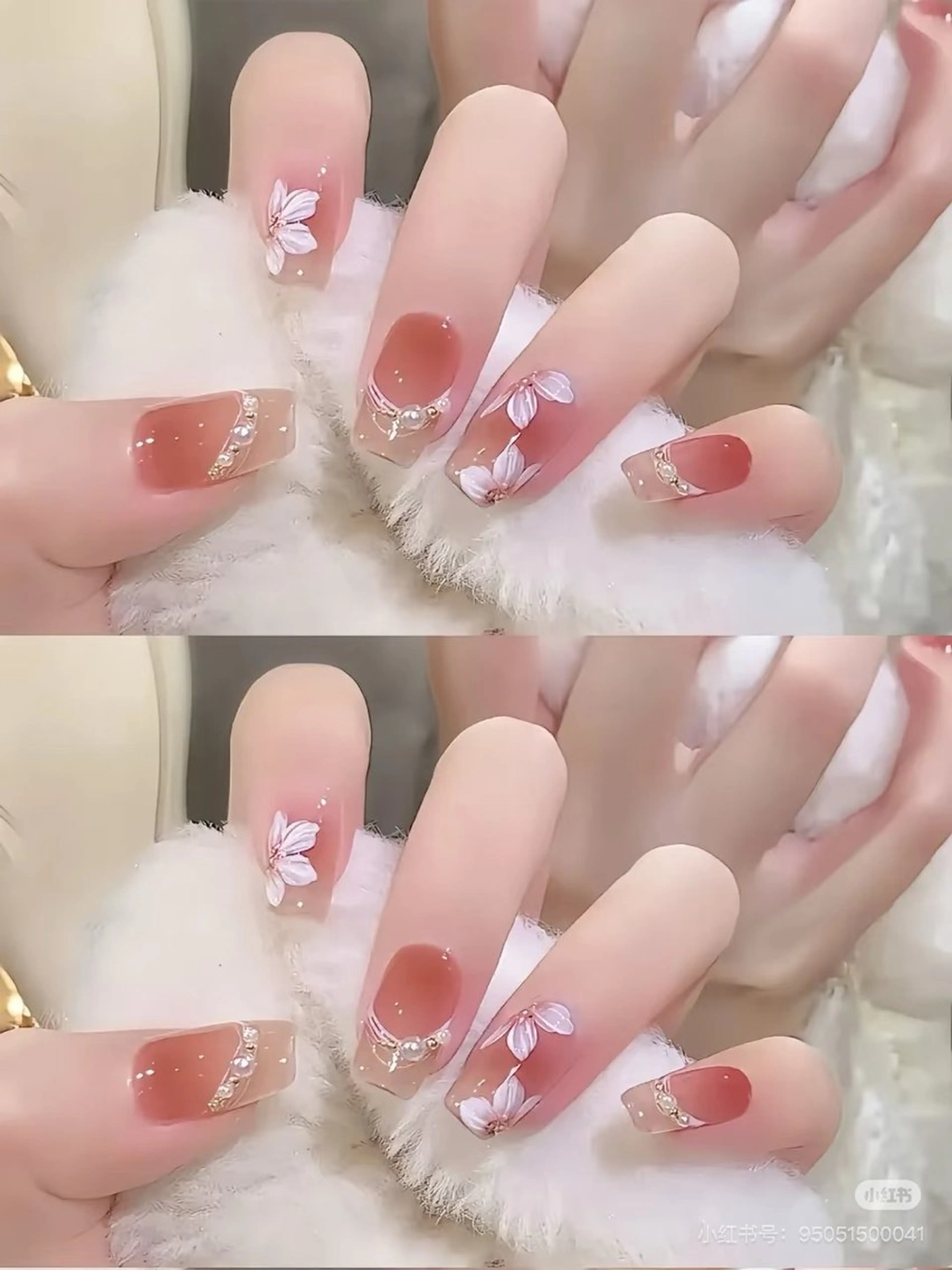 ネイル アートネイル オーロラネイル クリアネイル 長さ出し フレンチネイル LU NAのネイルデザイン