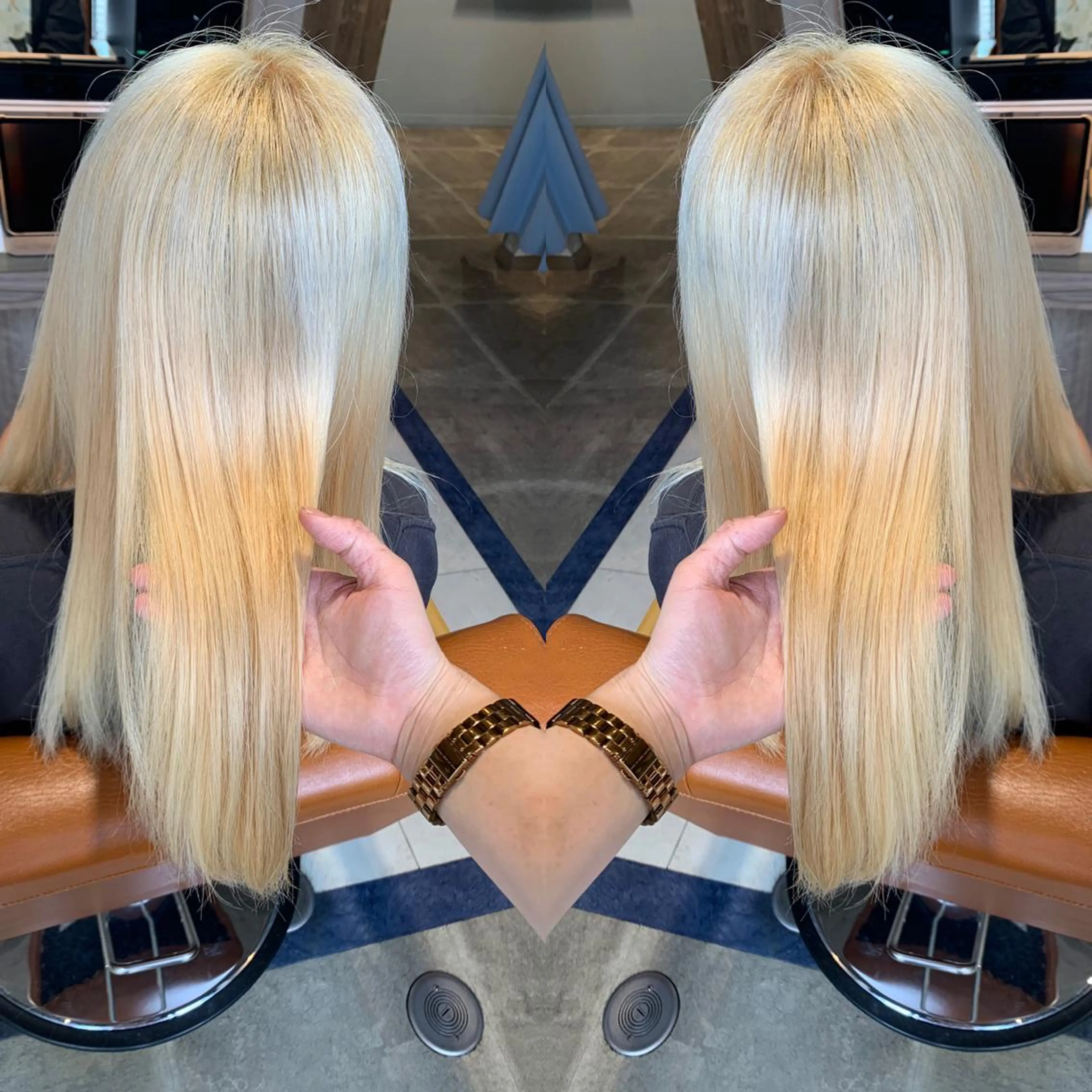 ロング カラー ブロンド ホワイトブロンド 韓国🇰🇷 ✂︎hair 内田愛のヘアスタイル