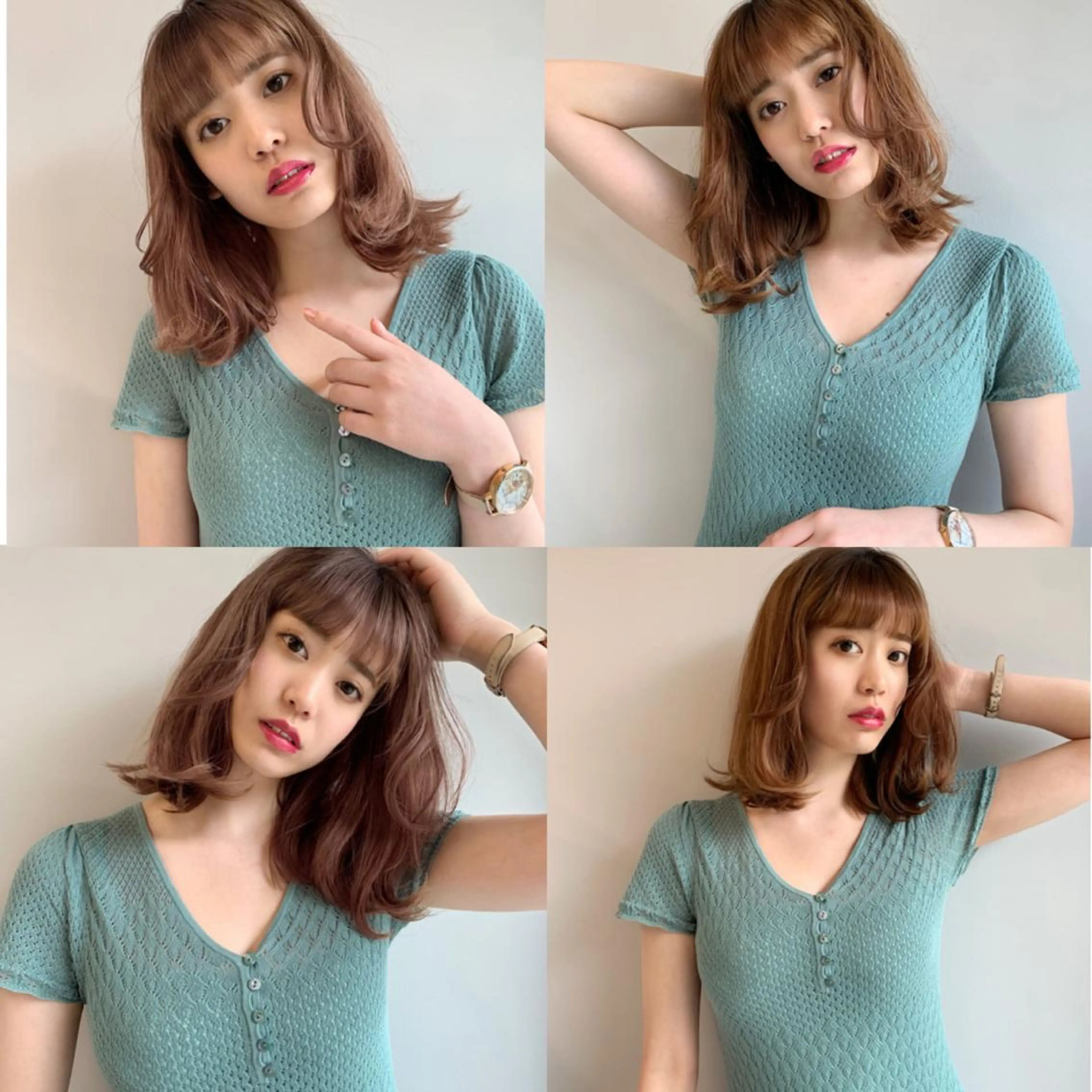 ミディアム カラー 透明感/オリーブ/ グレージュ/YUKAのヘアスタイル