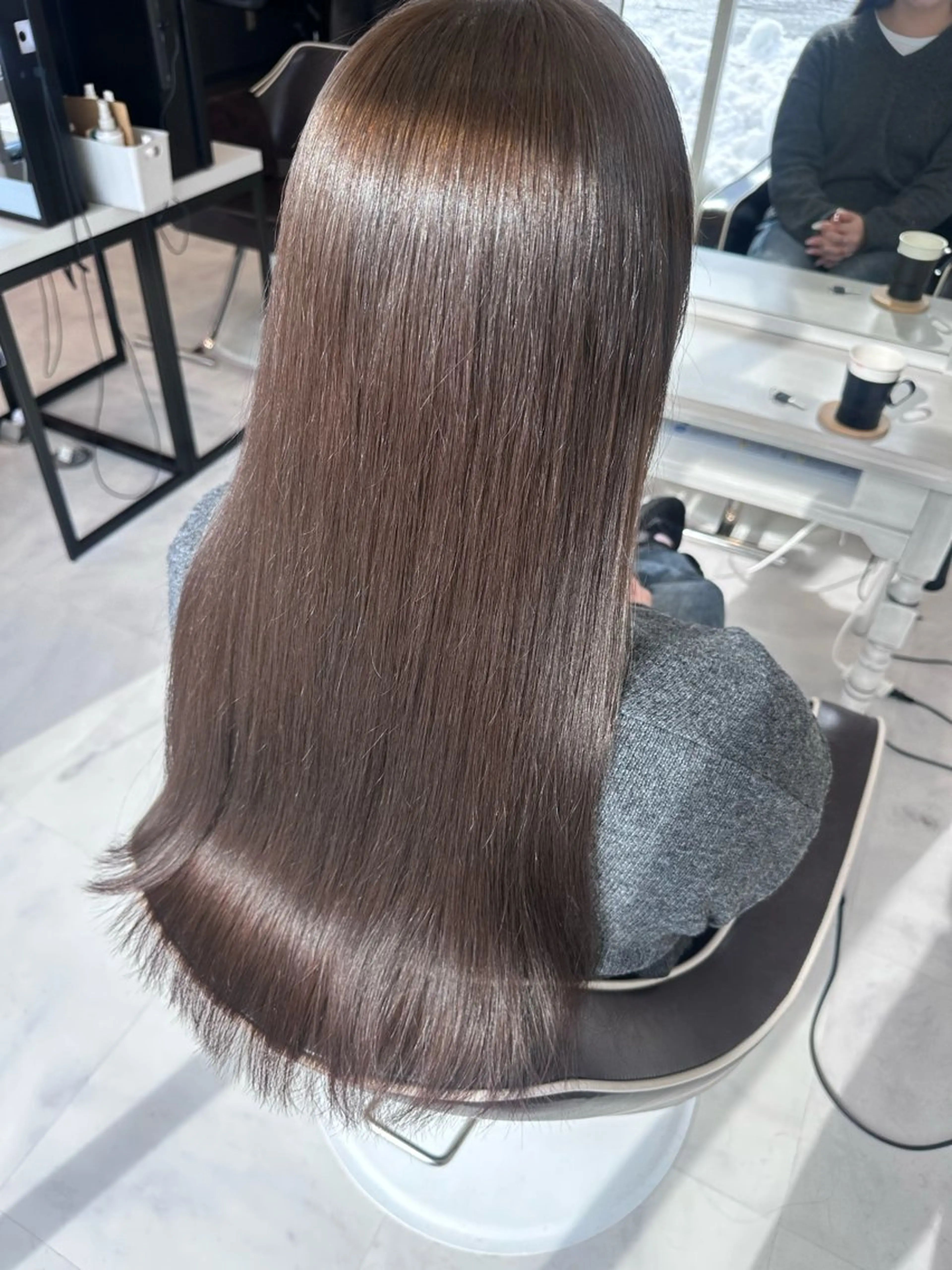 ロング カラー グレージュ 💘韓国カラー💘 クルミのヘアスタイル