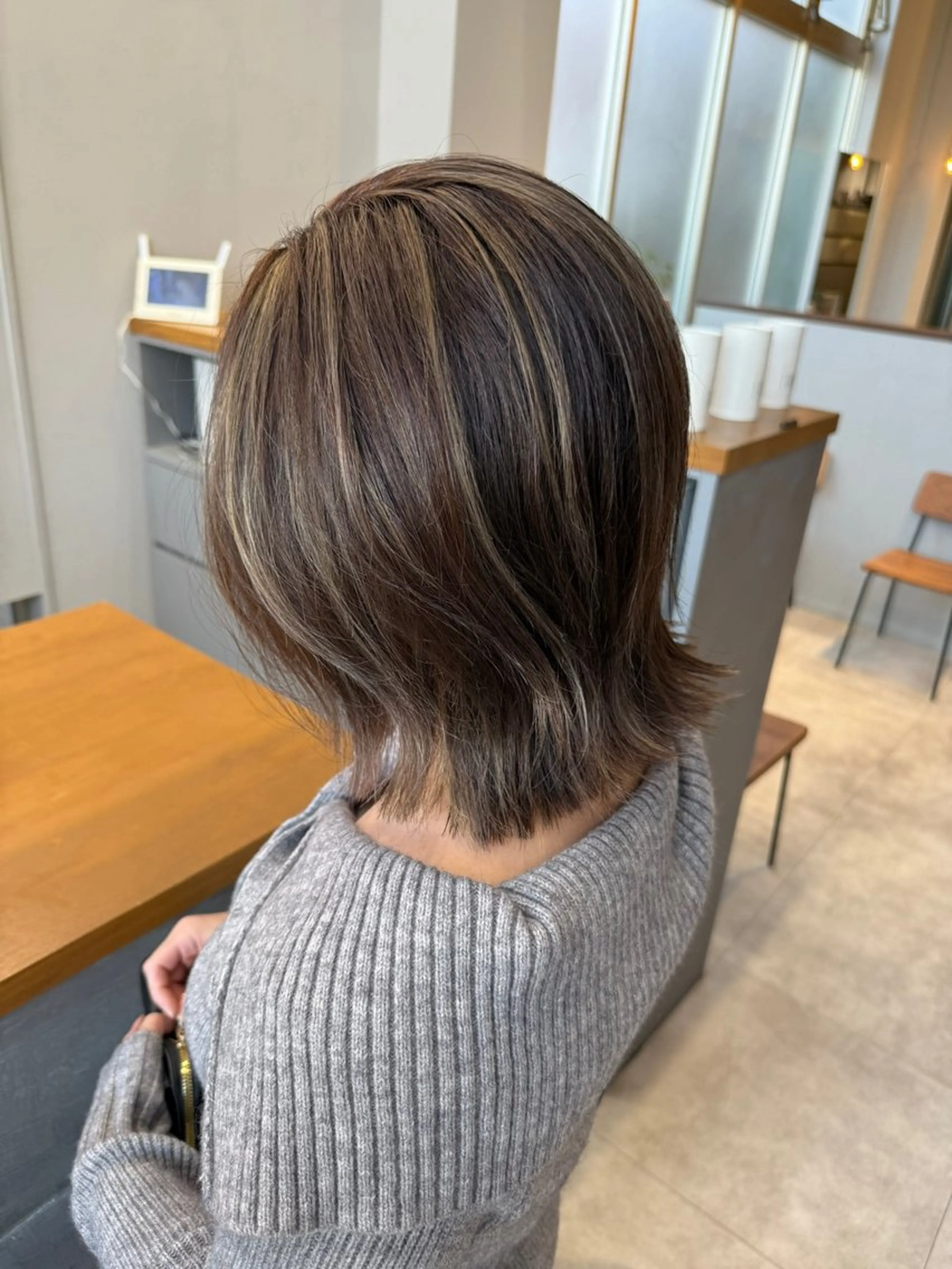 ミディアム カラー 透明感カラー ハイライトカラー ハイライト カット ヘアカラー 石原圭悟 /ショート/艶カラーのヘアスタイル