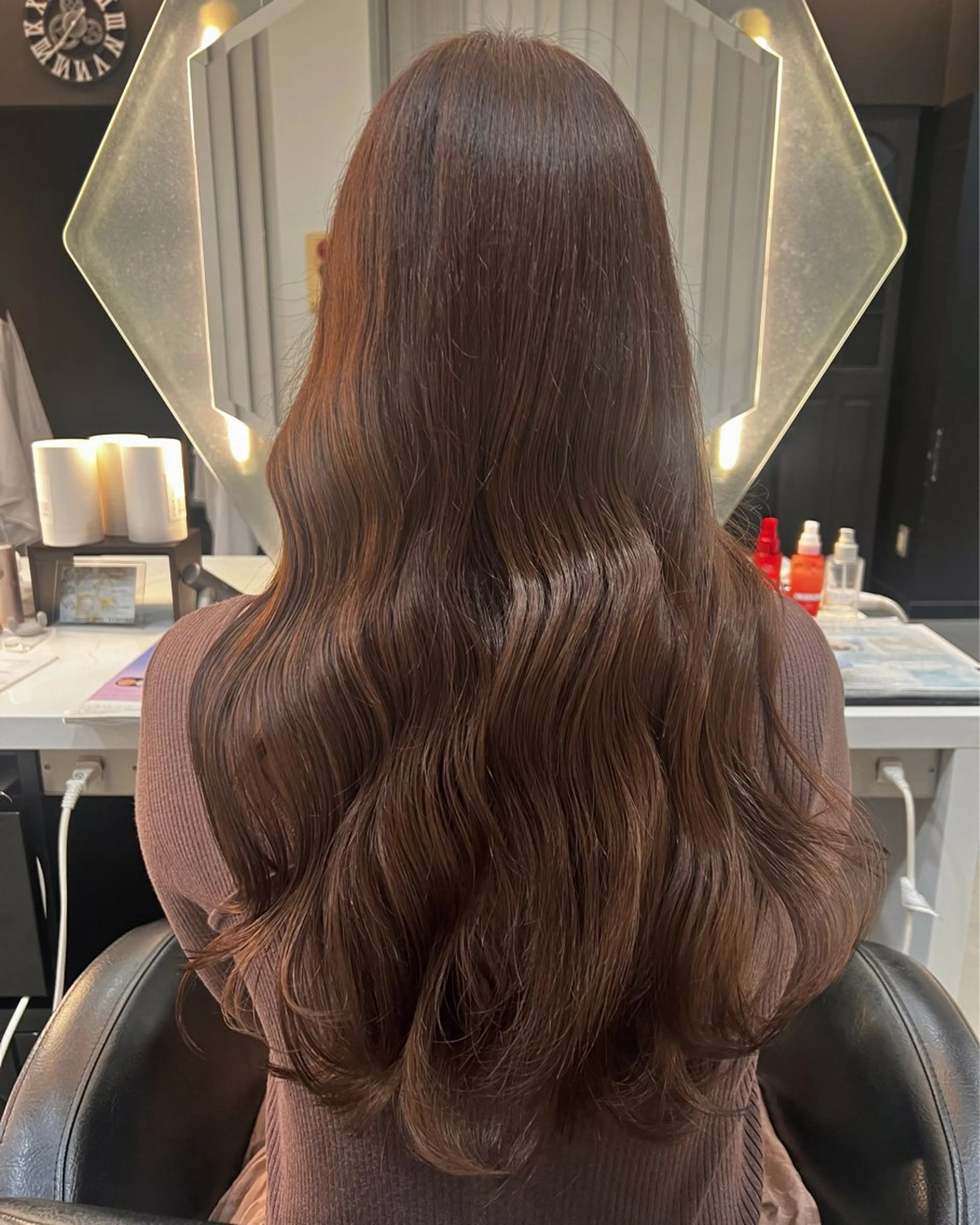 ロング 韓国風顔まわり/ベー ジュ/マツエク♡美咲のヘアスタイル