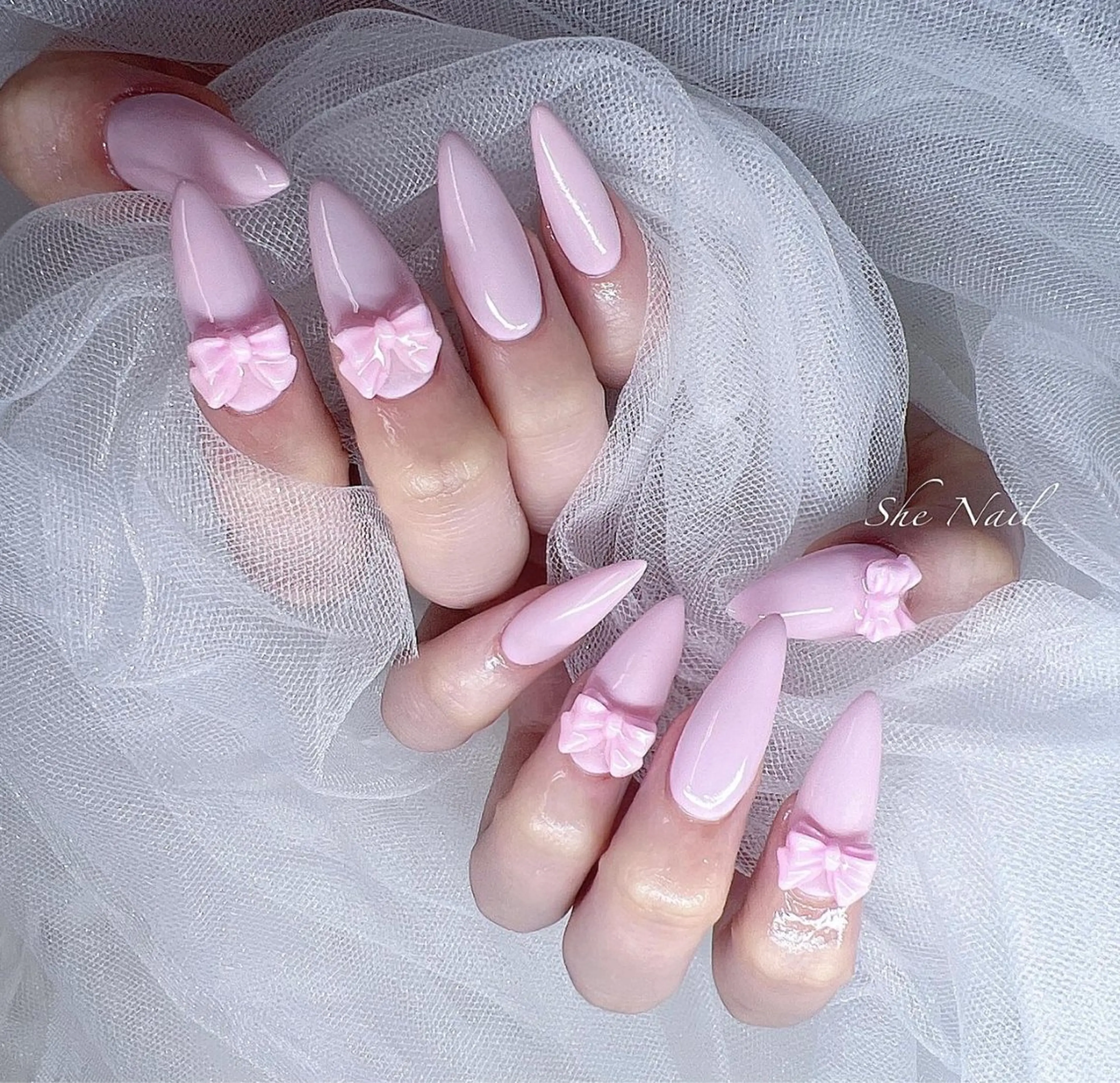 ネイル チークネイル 長さ出し フレンチネイル ガラスフレンチ マグネットネイル ハンドネイル She   Nail所属・ISA_ BELLAのネイルデザイン