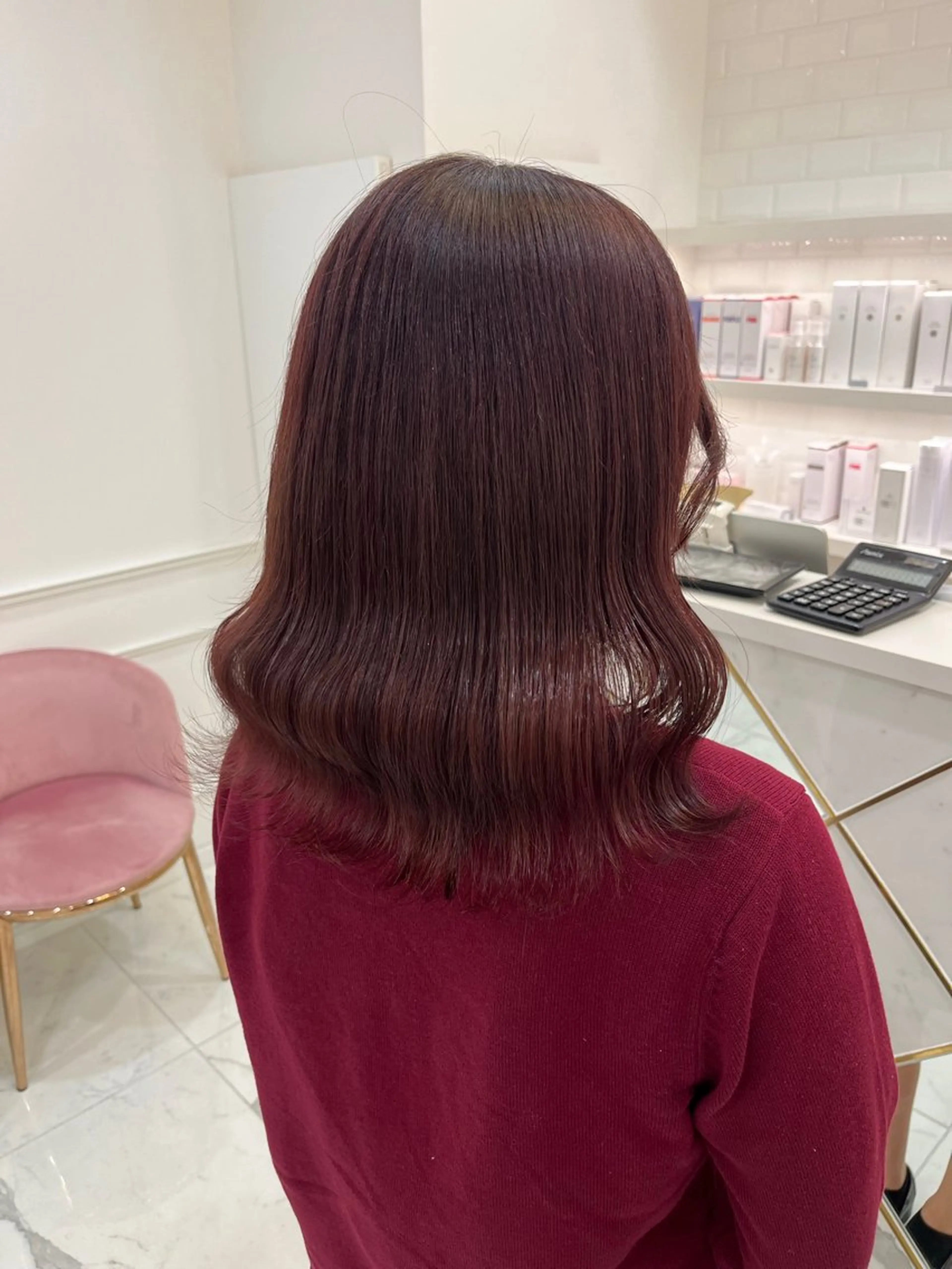 ミディアム 川井麻由🎀アイドル 量産🎀ピンクカラーのヘアスタイル