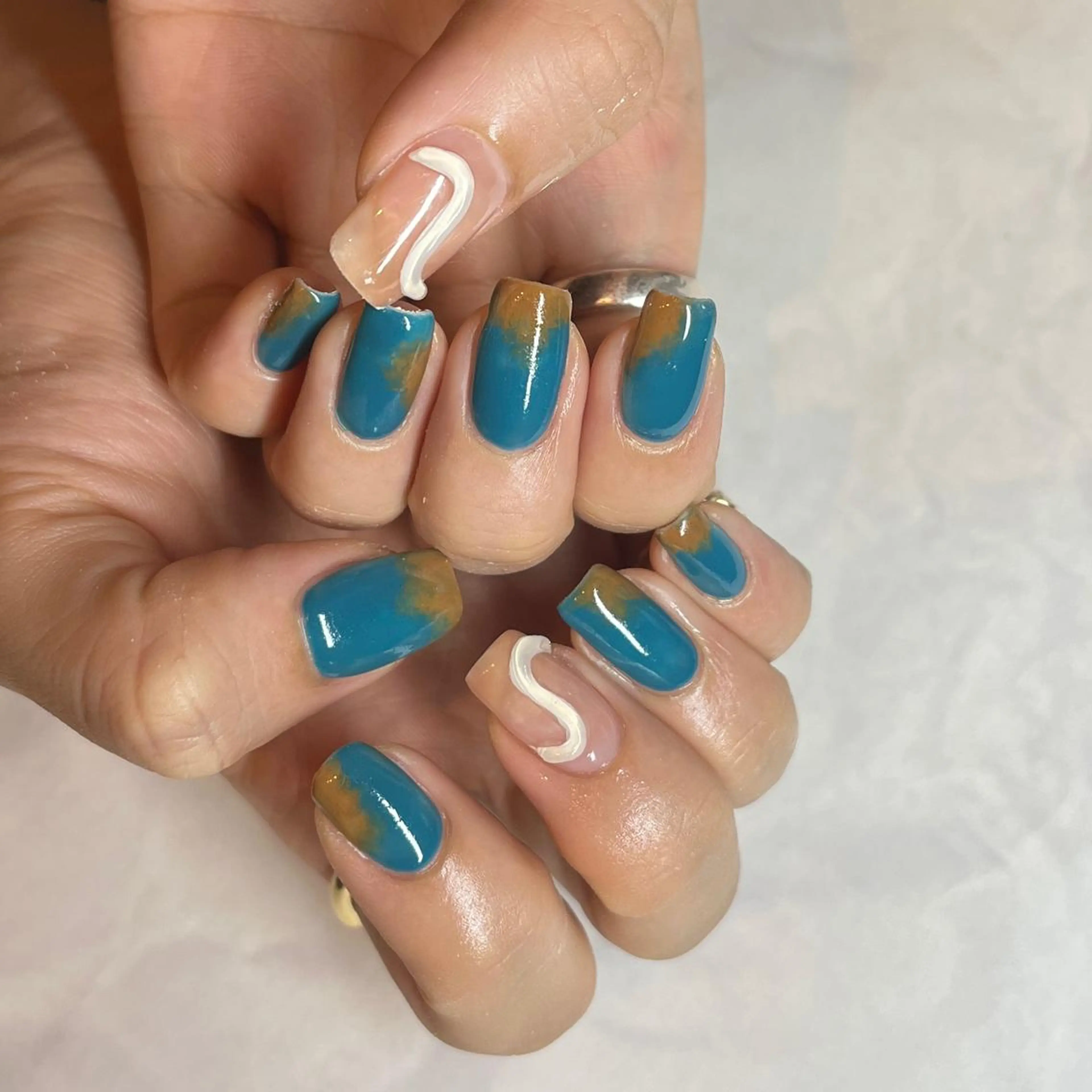 ネイル ブルー 持ち込み フリーランス¨̮⃝ ネイリストOKADAのネイルデザイン