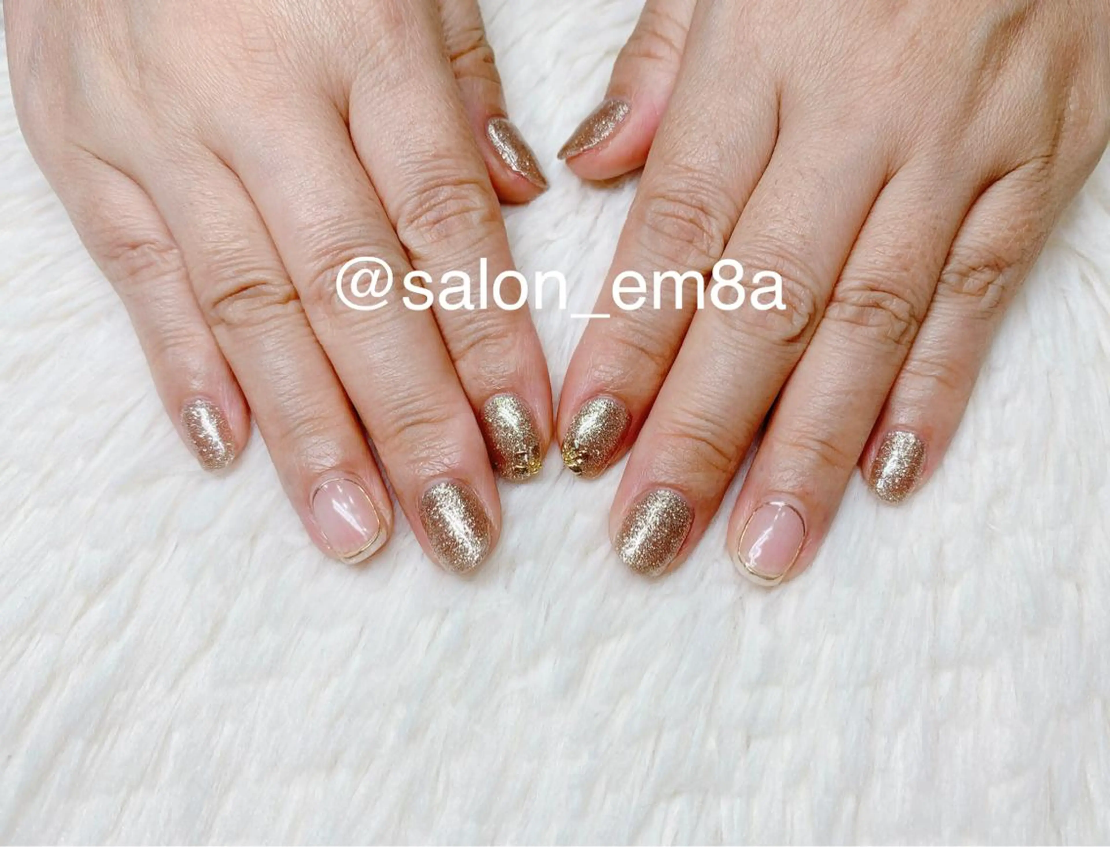ネイル ジェルネイル ラメ(グリッター) ミラーネイル ハンドネイル salon EM&A emiのネイルデザイン