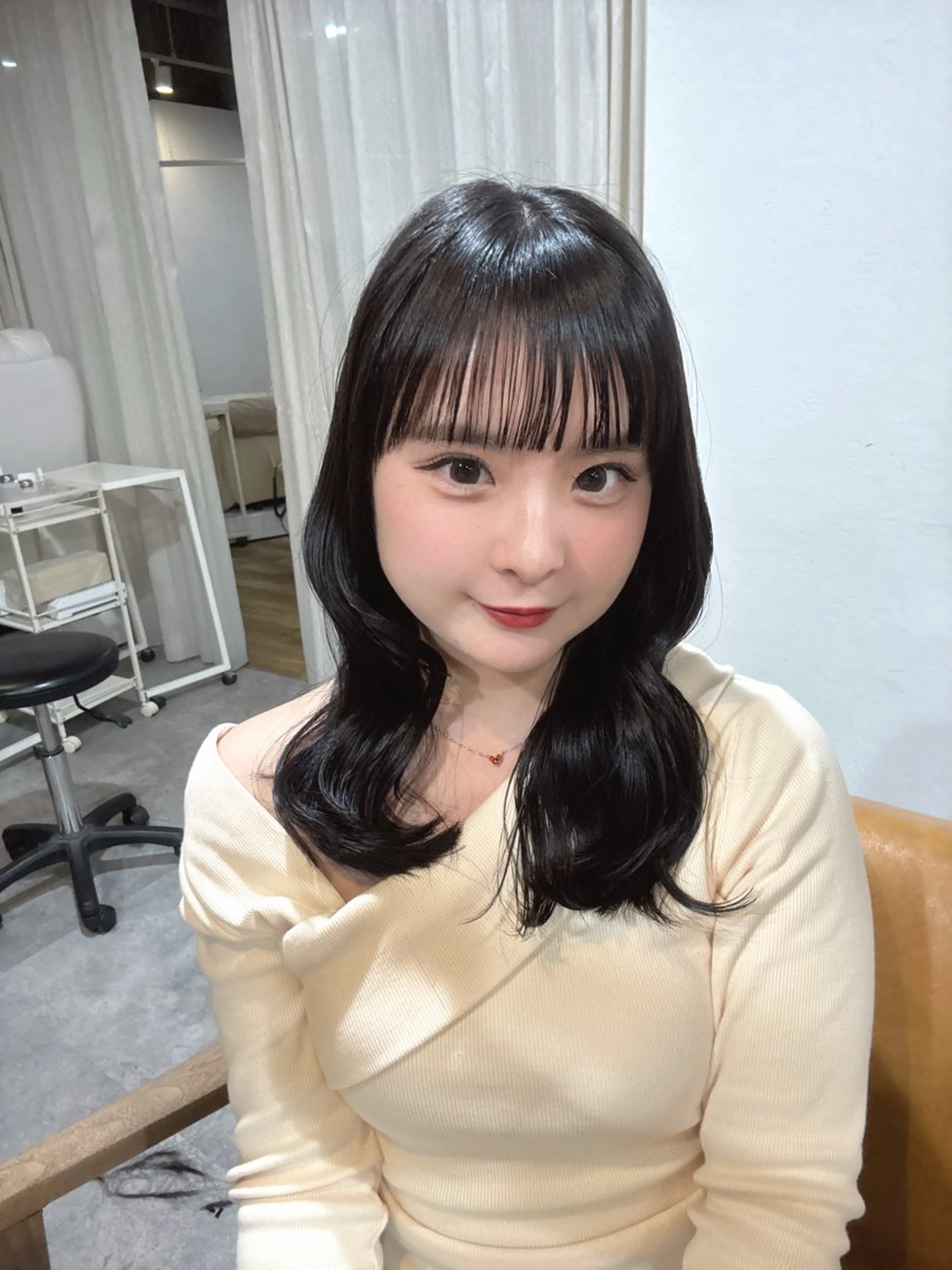 セミロング カット ヘアカラー 🎀韓国レイヤー/透 明感カラー/airiのヘアスタイル