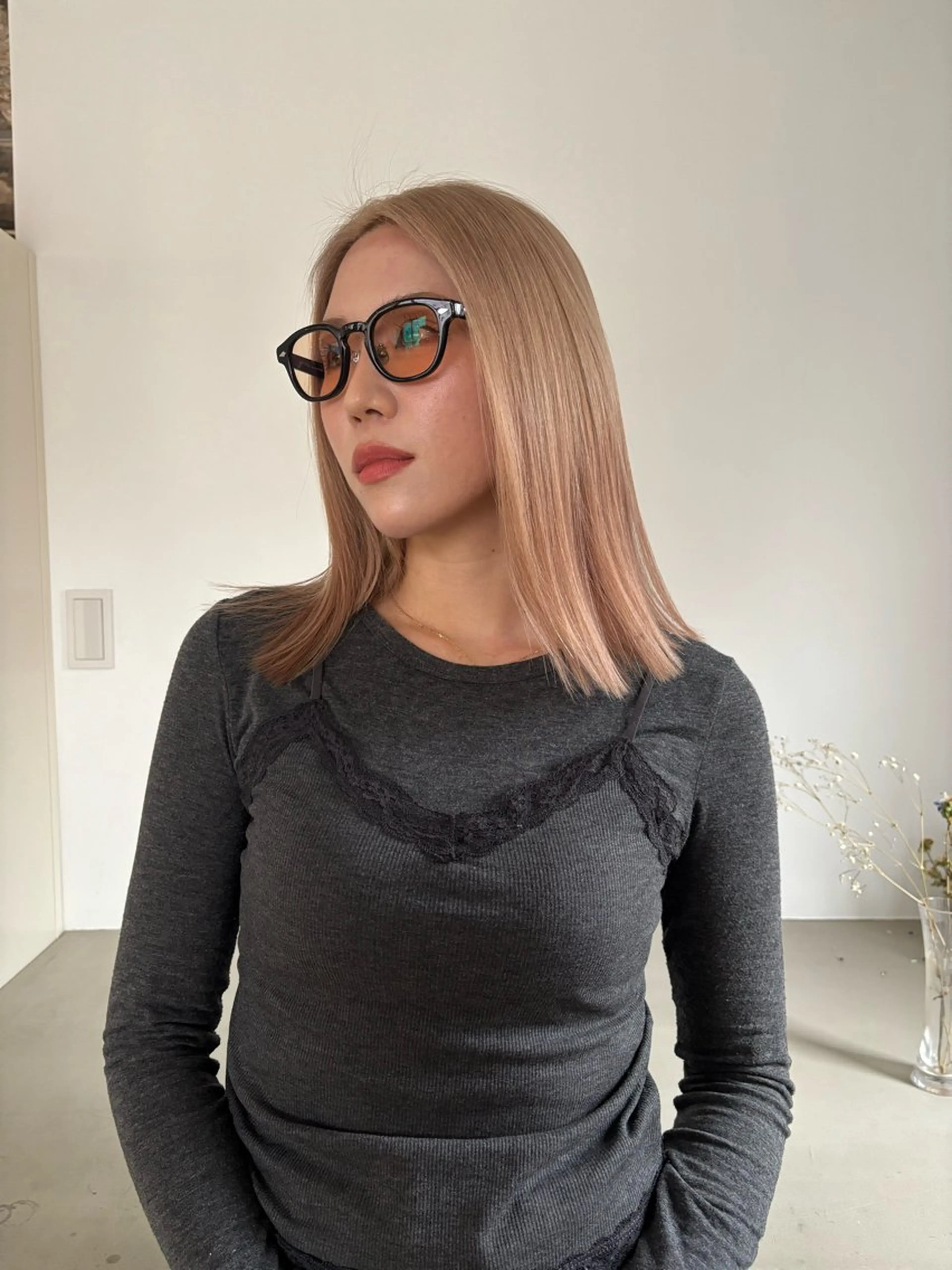 ミディアム カラー ベージュカラー ブロンド ブロンドベージュ ボブ カット ヘアカラー Takuma Suzuki中目黒のヘアスタイル