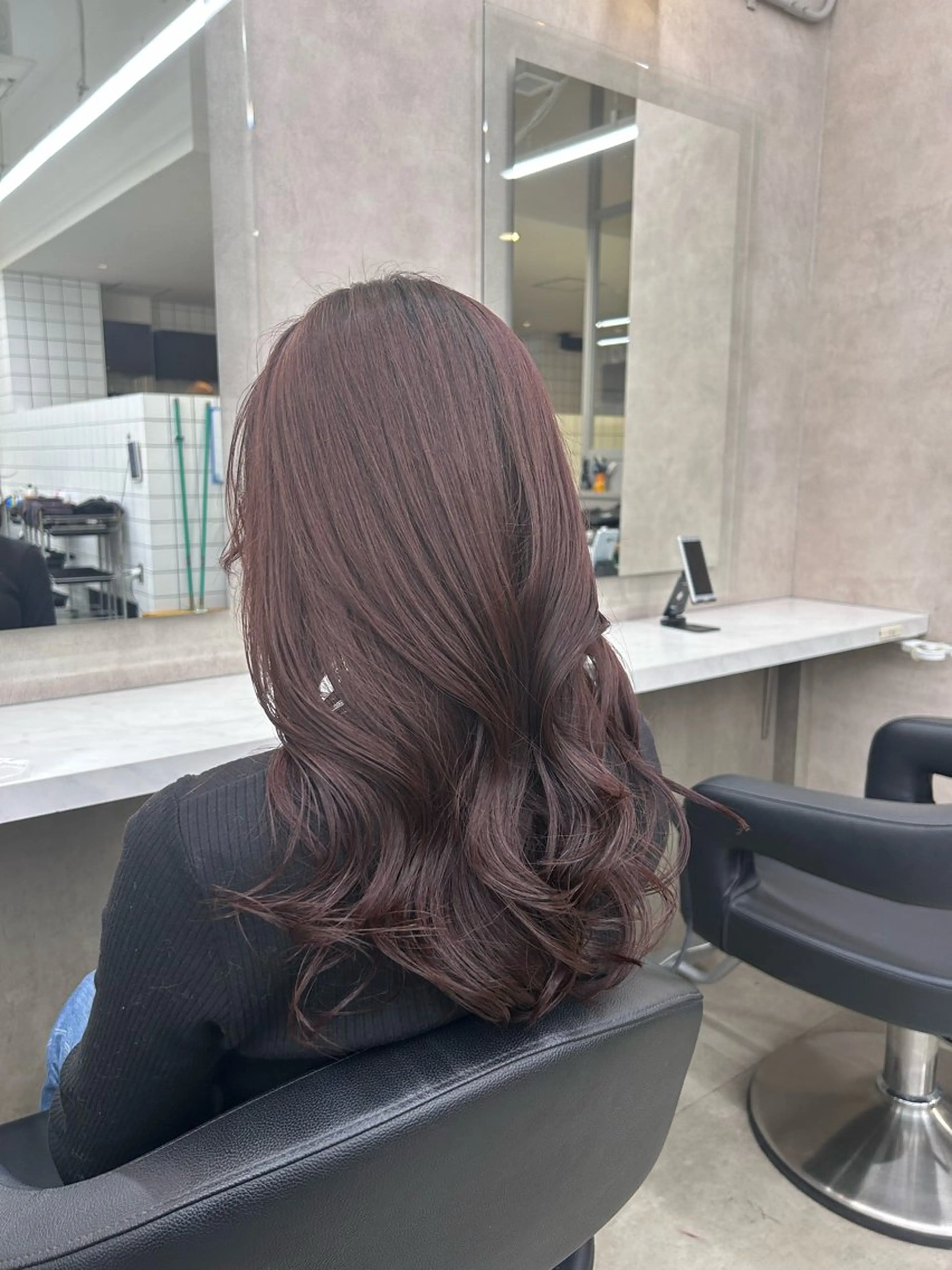 ロング カラー パーマ ヘアアレンジ メンズ キッズ ブリーチなしカラー/ ブラウン/レイヤーのヘアスタイル