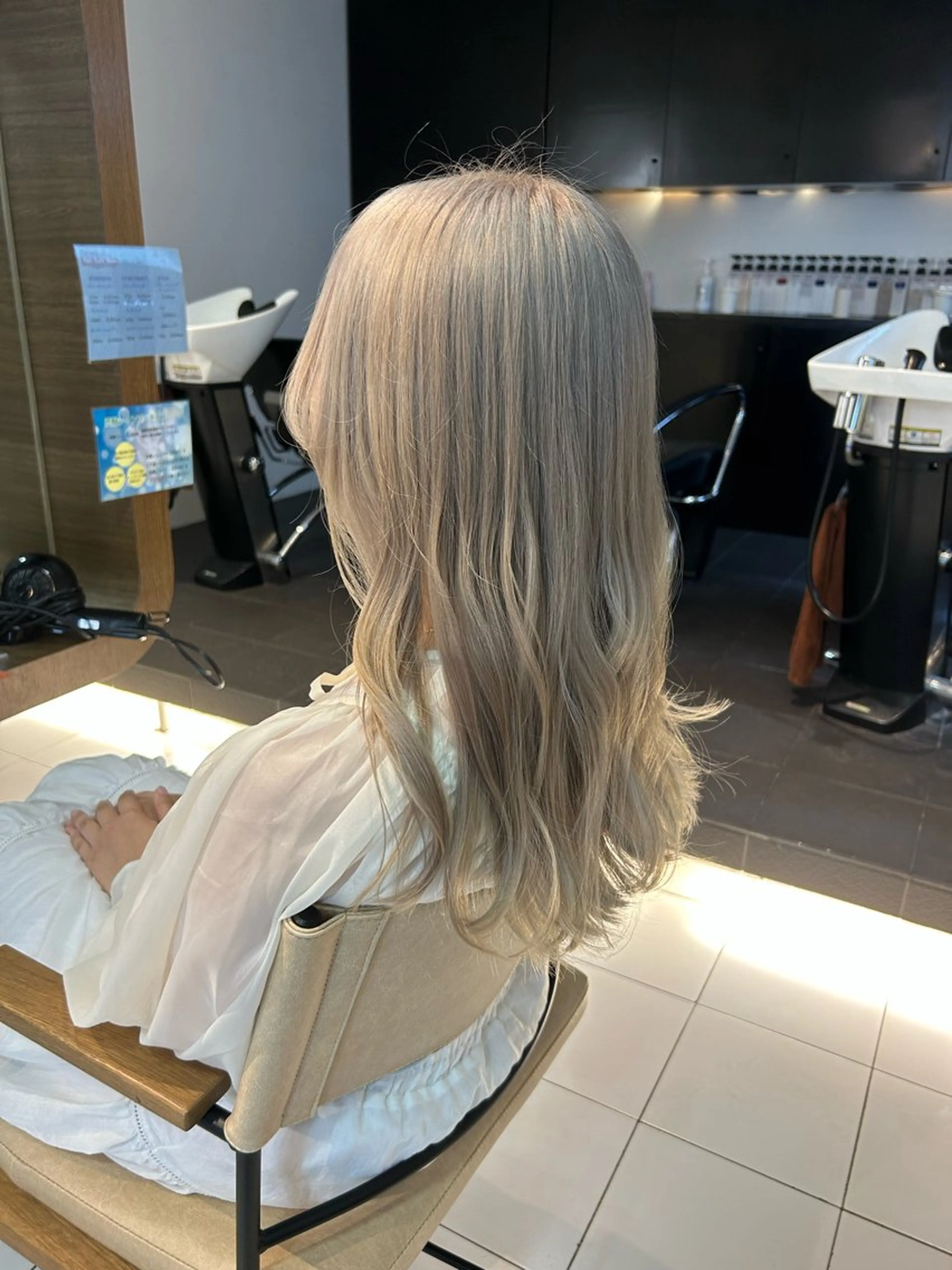 ロング カラー ブリーチ 透明感カラー ダブルカラー/ウルフ 上田　航平のヘアスタイル