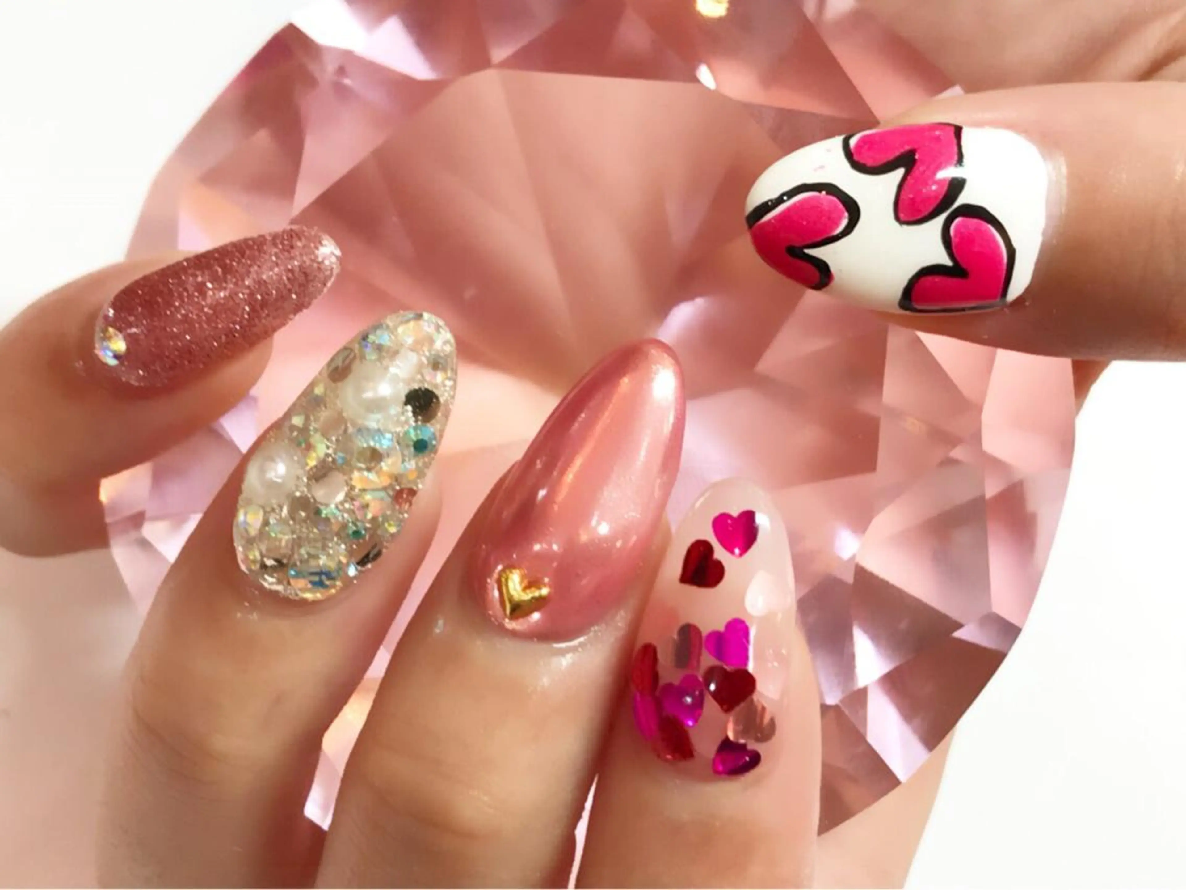 ミディアム カラー メンズ キッズ ネイル ジェルネイル ラメ(グリッター) スカルプネイル 冬ネイル NAILSGOGO shibuyaのネイルデザイン