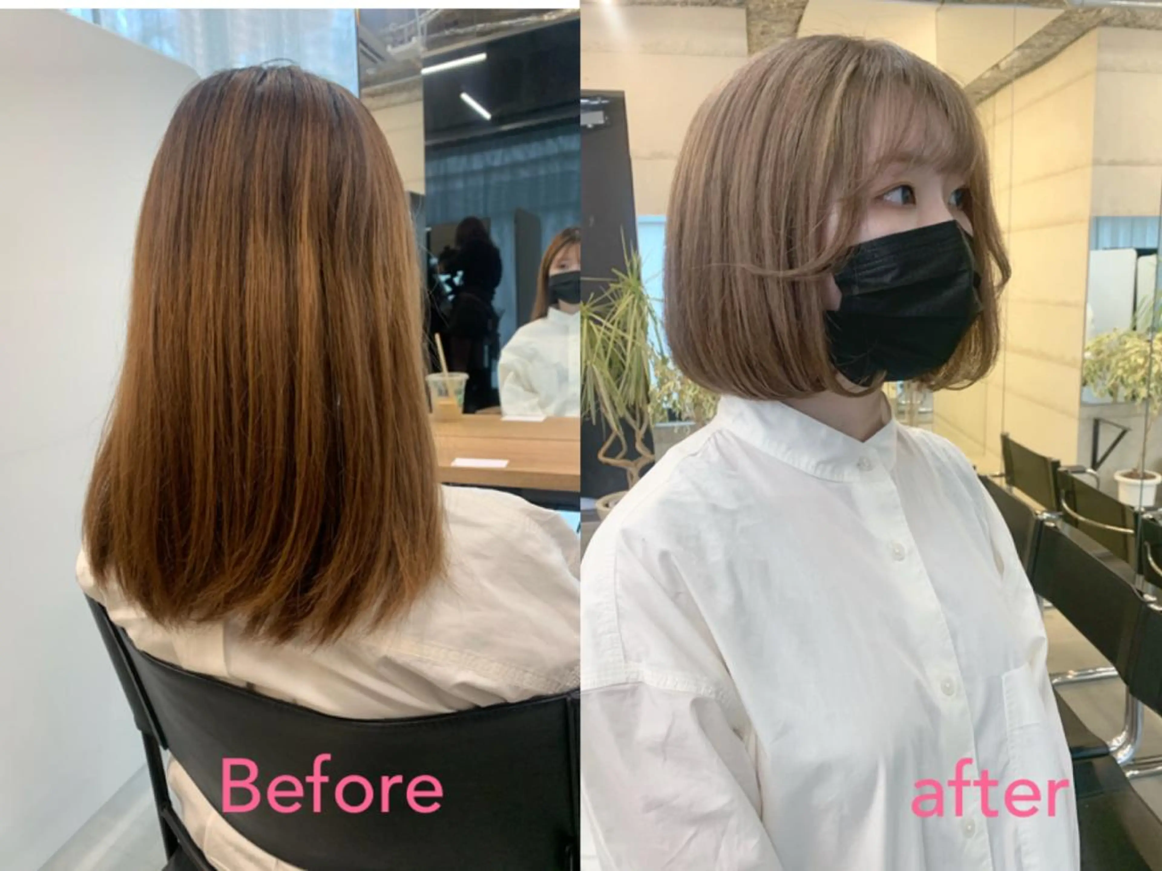 ミディアム カラー ミディアムパーマ ベージュカラー 黒髪 ブリーチ ブルーカラー カット ヘアカラー トリートメント 透明感/オリーブ/ グレージュ/YUKAのヘアスタイル