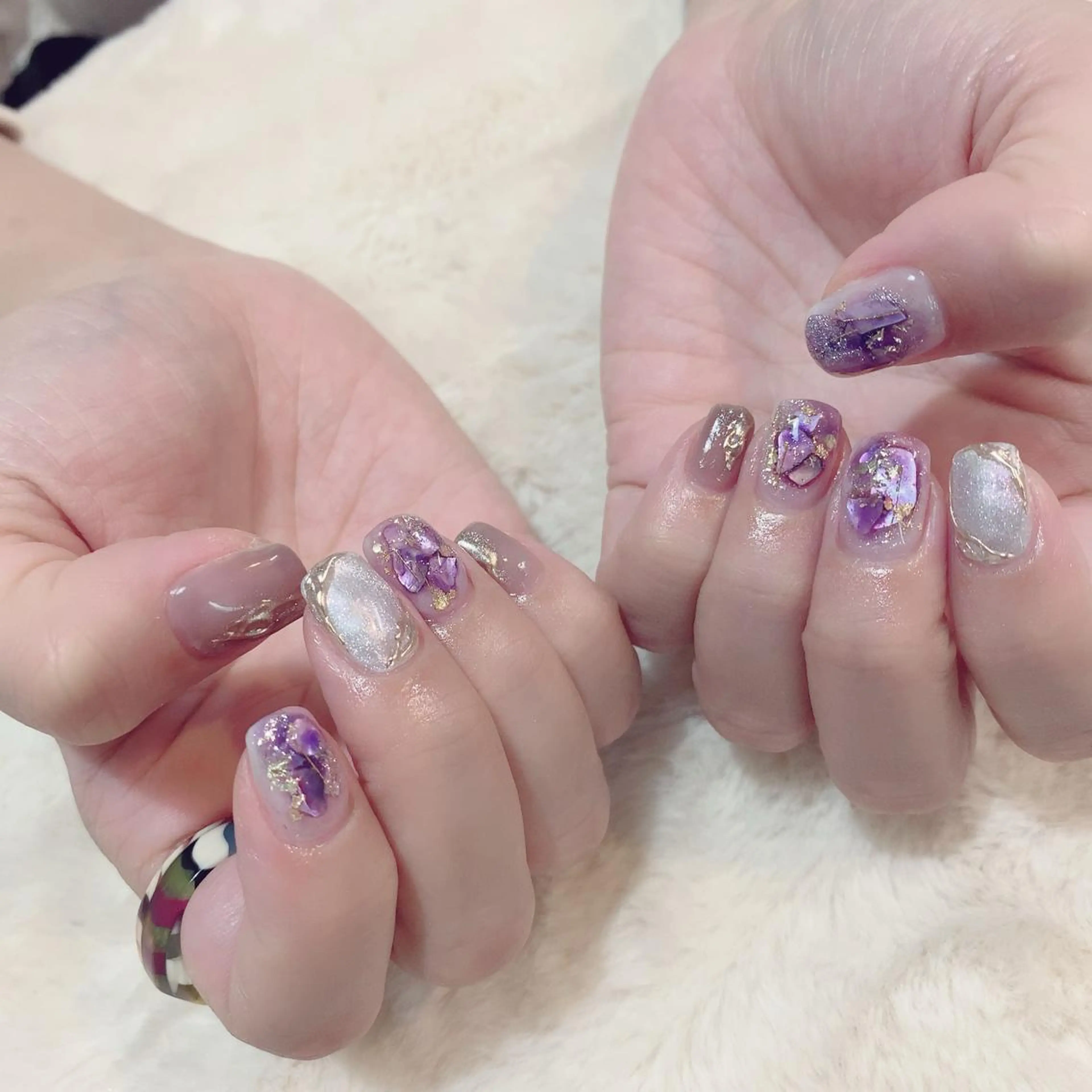 ネイル パープル YAS 青柳 安代のネイルデザイン