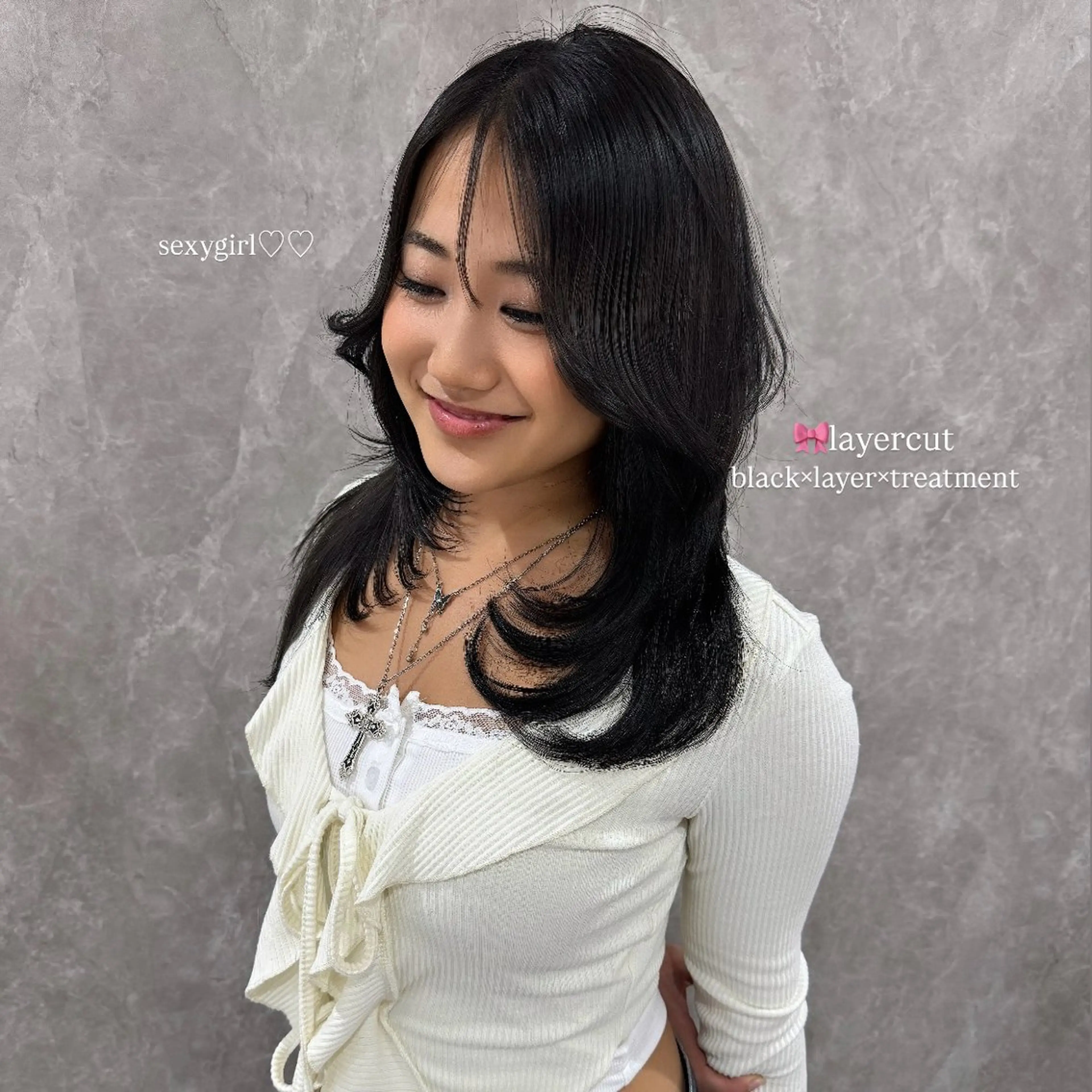 セミロング カラー ヘアアレンジ カット ヘアカラー トリートメント 最新艶髪トレンド￤ ヘア￤miyu🐒♡のヘアスタイル