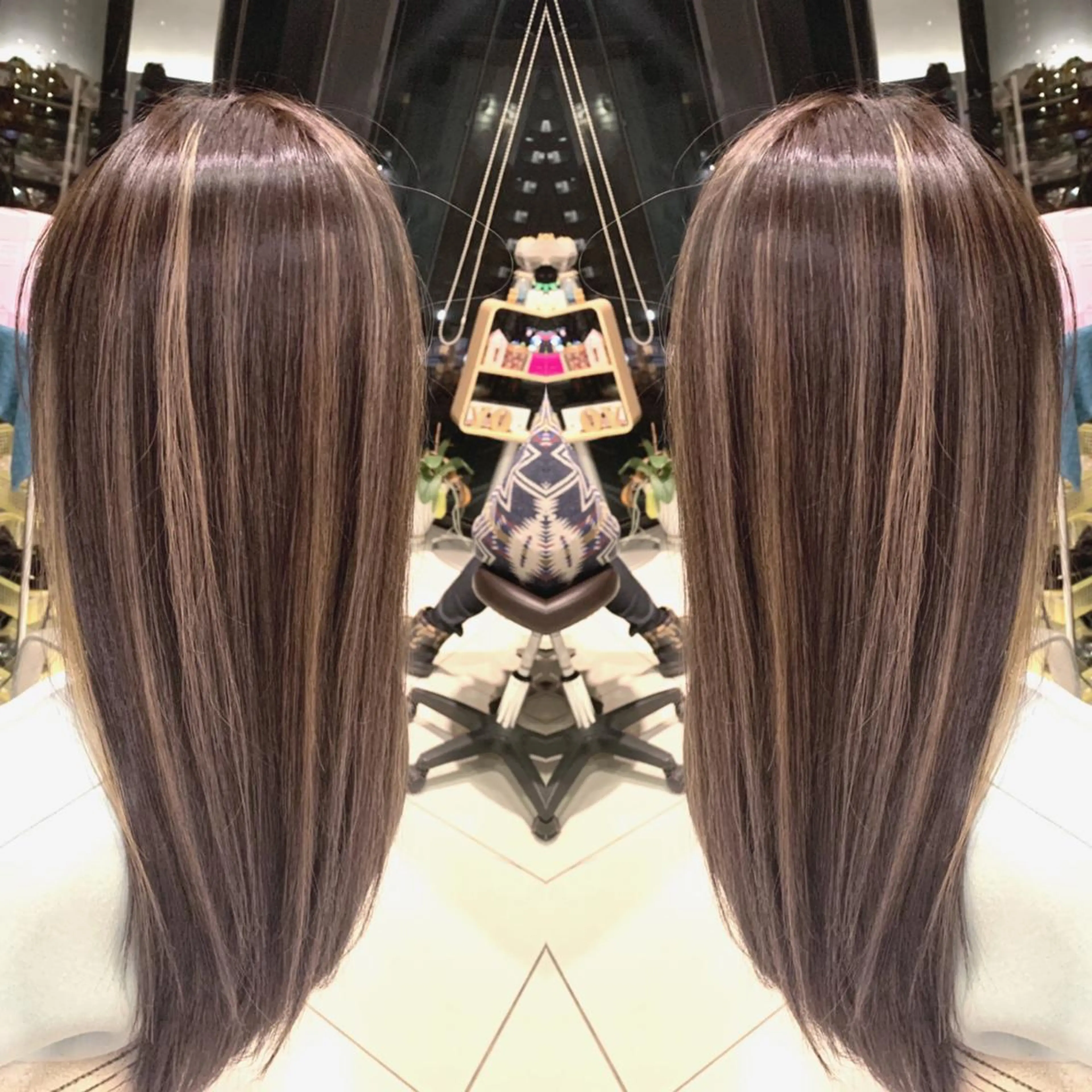 セミロング カラー ヘアアレンジ ハイライトカラー ハイライト Merci メルシー 福岡、今泉のヘアスタイル