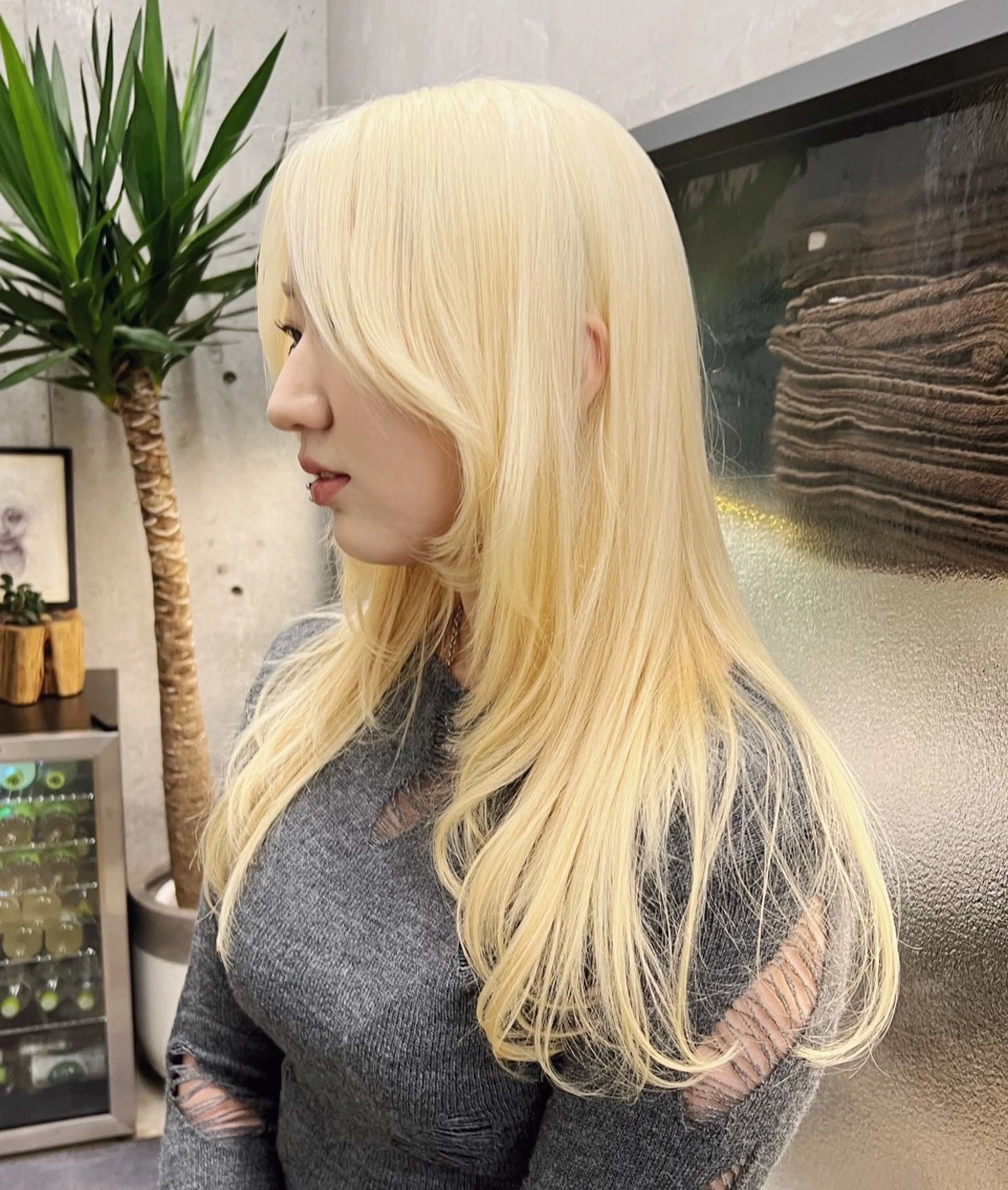 似合わせカット+ダブルカラー、デザインカラー(ケアブリーチ全頭orハイライト全頭+オンカラー)+2STEPトリートメントの写真