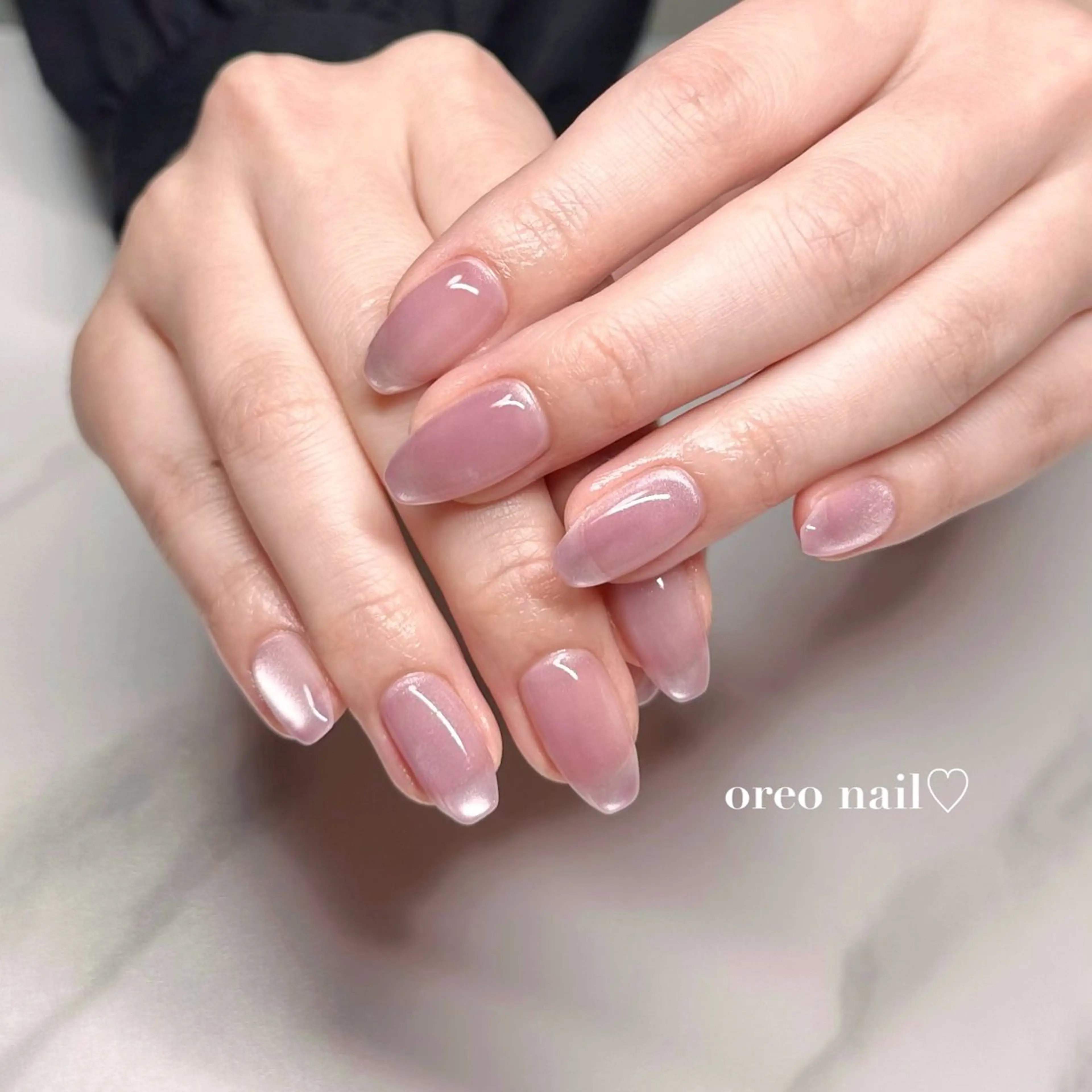 ネイル チークネイル フラッシュネイル ジェルネイル ハート 氷ネイル・うるうるネイル oreo salon miyu 池袋のネイルデザイン