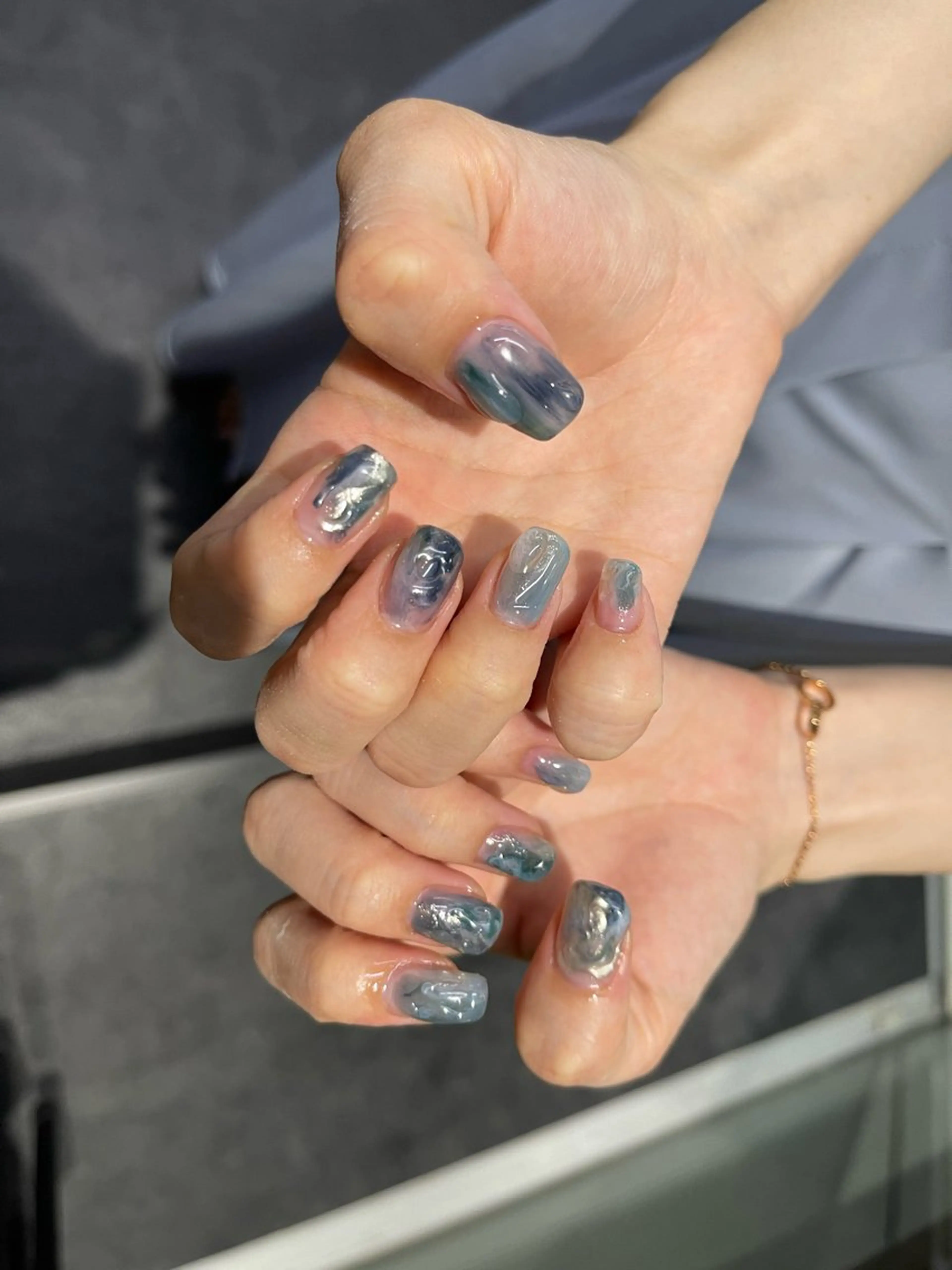 ネイル フレンチネイル マグネットネイル ニュアンスネイル ワンカラーネイル ハンドネイル GRANDE大須 Cecil💜のネイルデザイン