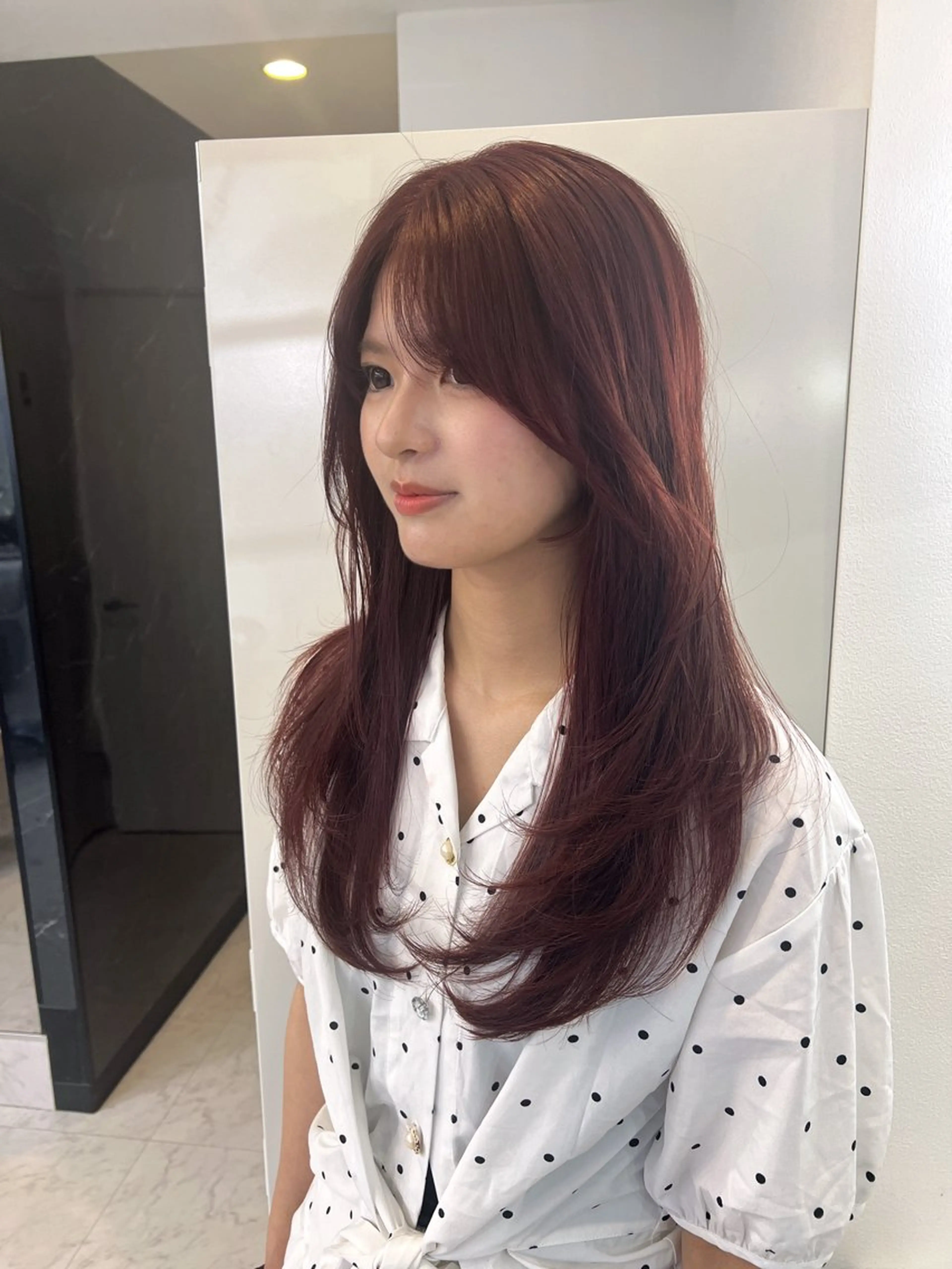 ミディアム カラー レイヤーカット ヘアカラー トリートメント ✨髪質改善✖︎韓国 レイヤー✨ナカムラのヘアスタイル