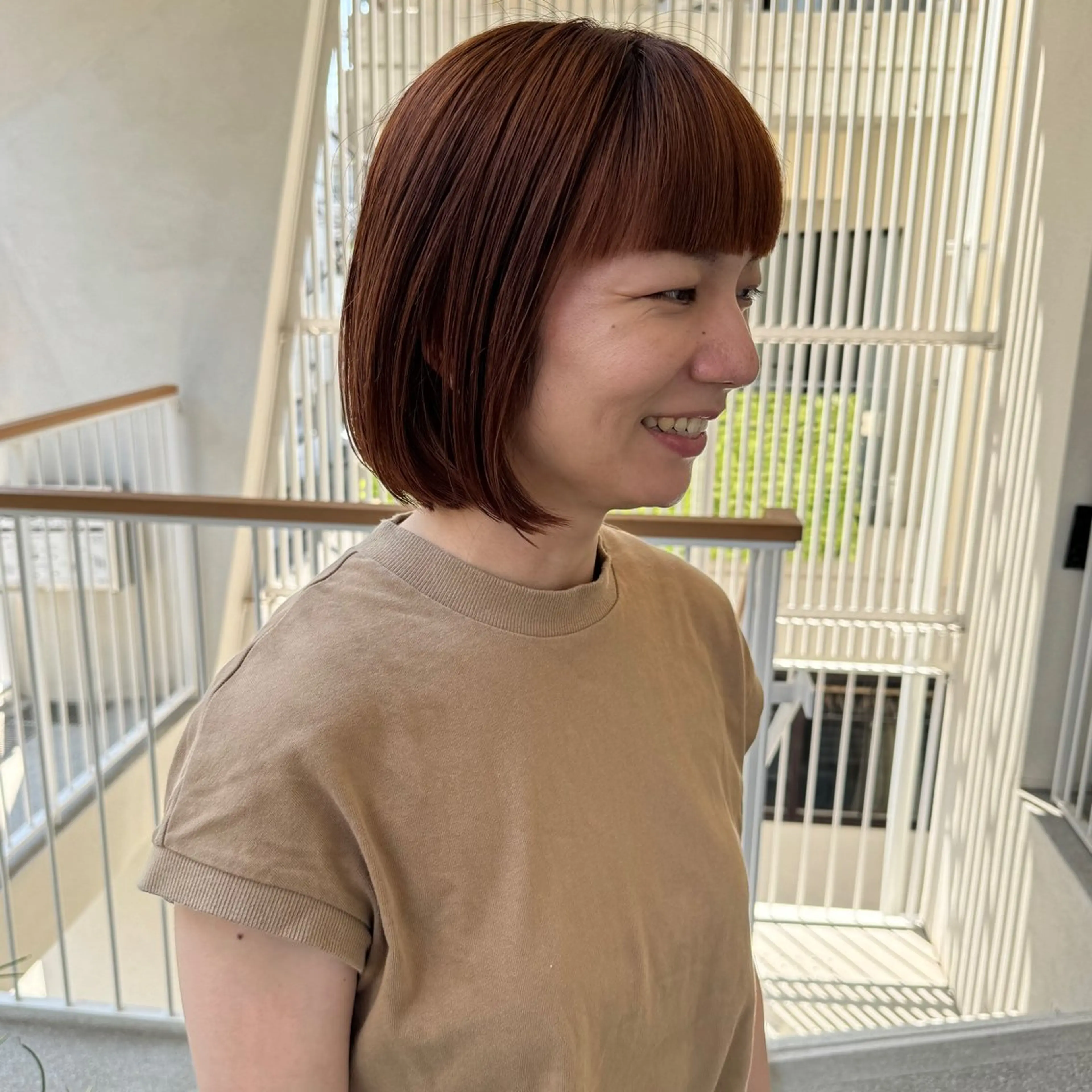 ミディアム casane所属・暖色・前髪カット 🎗️佐藤ゆみこのヘアスタイル