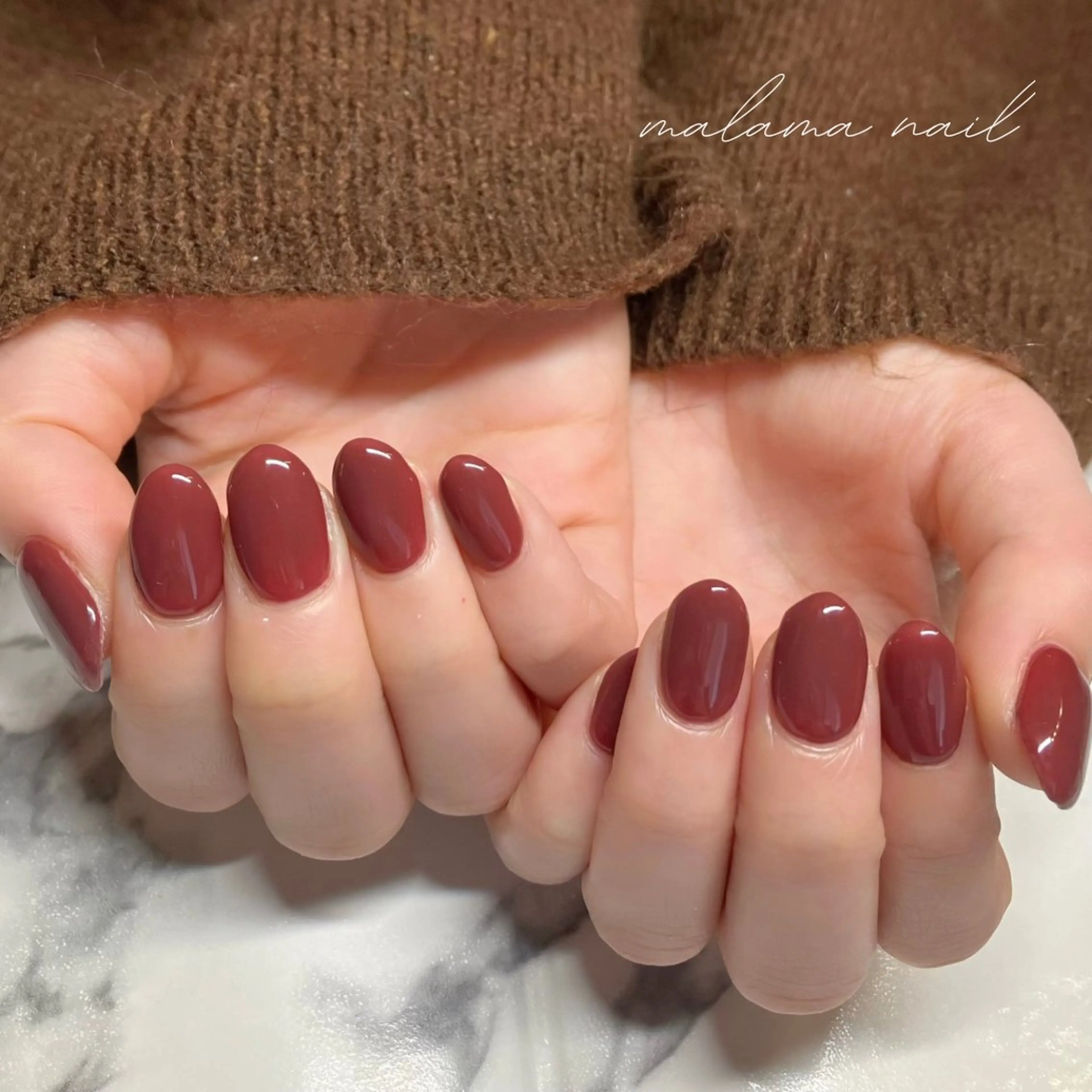 ネイル ボルドー ワンカラーネイル ハンドネイル MALAMA NAILのネイルデザイン