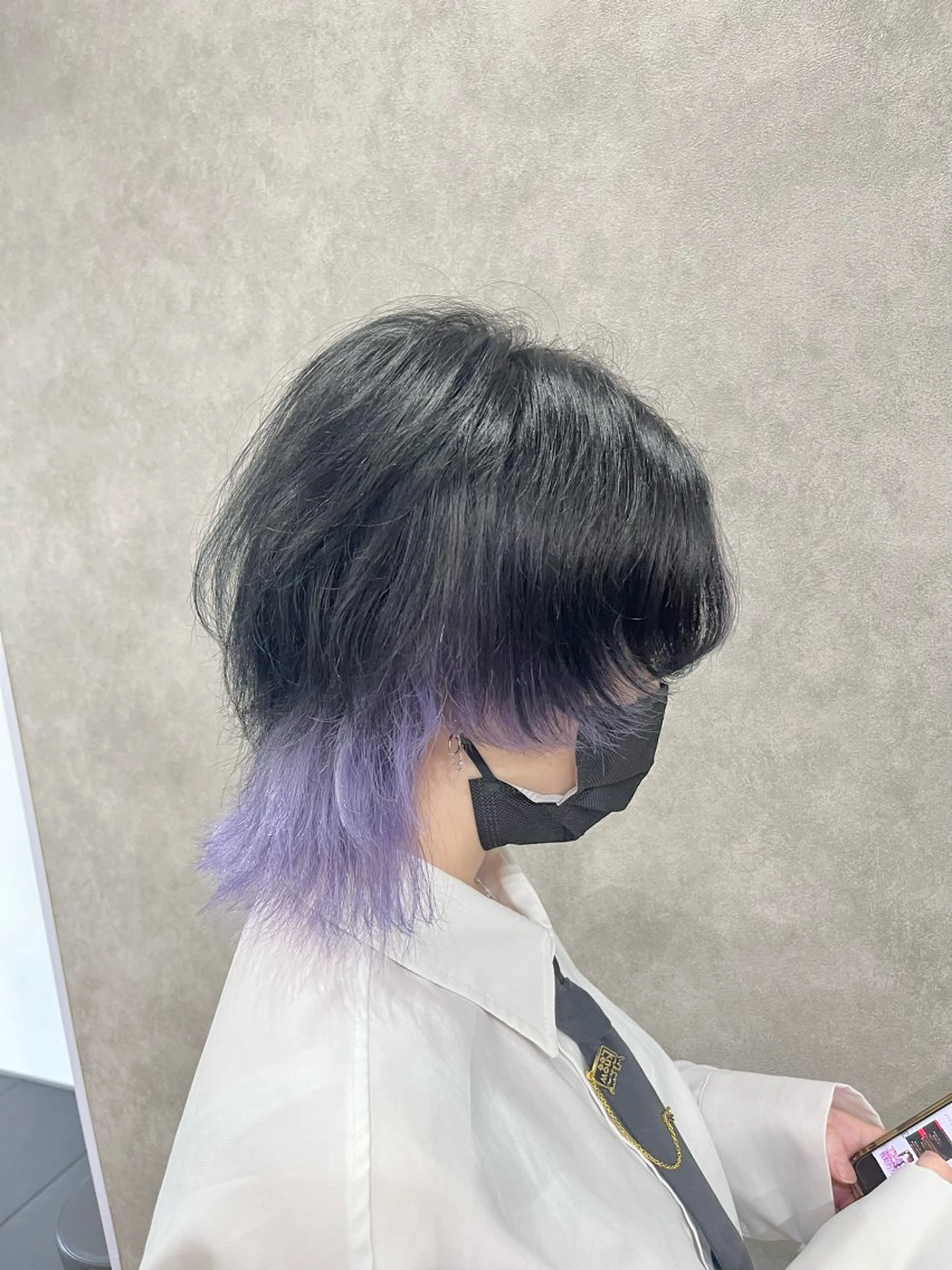 ミディアム カラー ラベンダーカラー FUJINO RYOのヘアスタイル