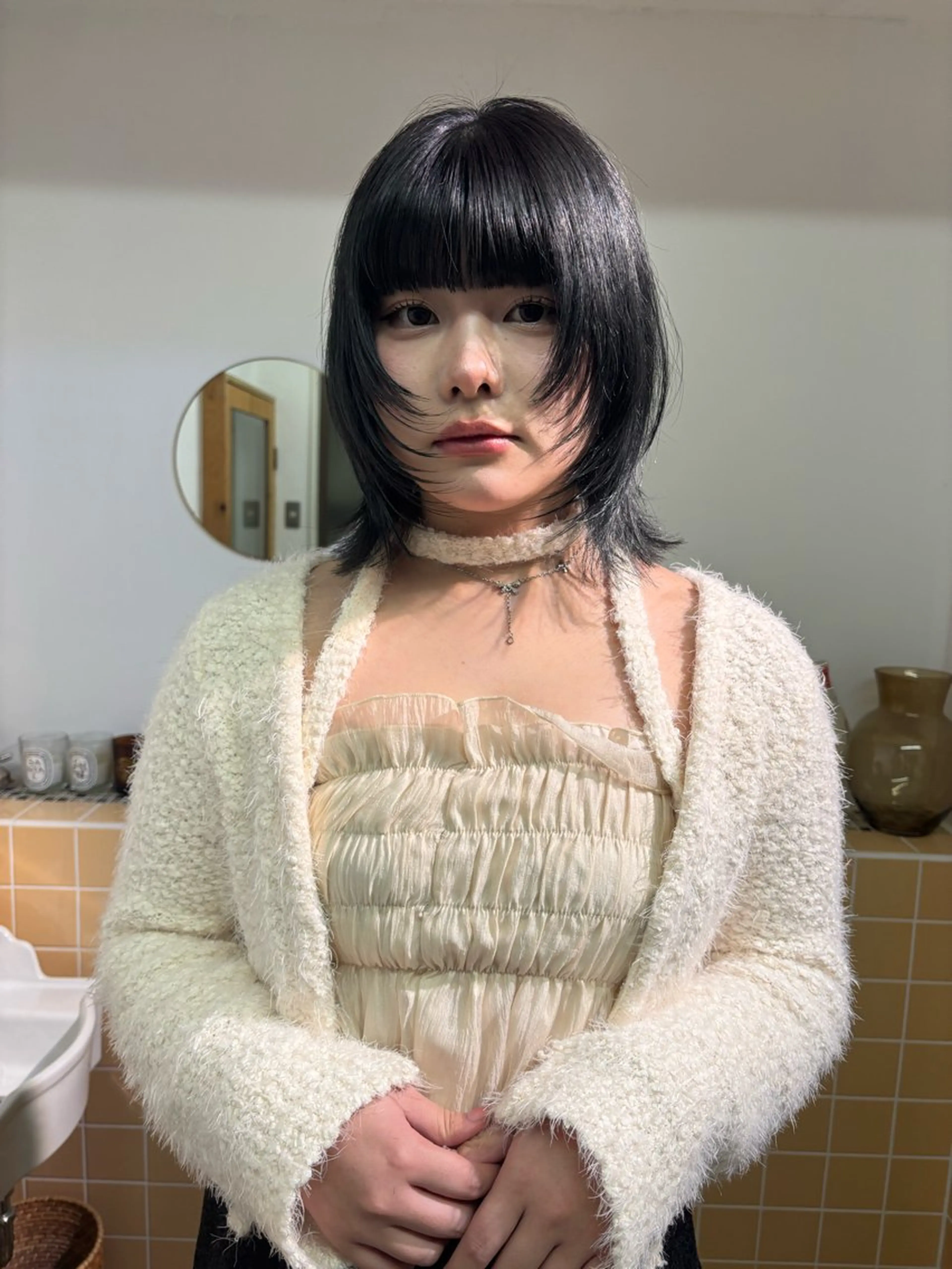 ミディアム カラー カット ヘアカラー トリートメント sakura🌸 レイヤー/韓国ヘアのヘアスタイル