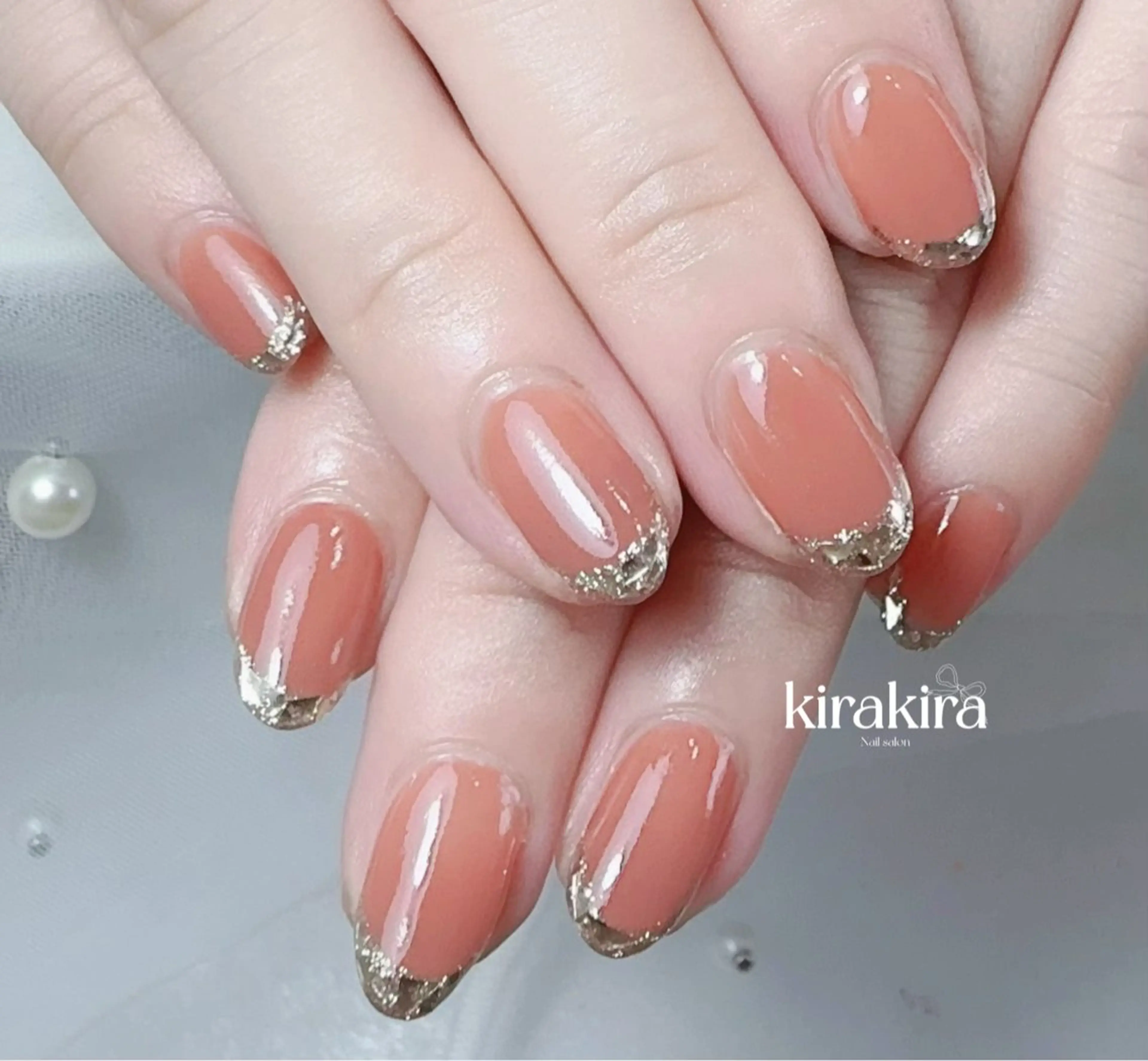 ネイル フットネイル フレンチネイル ガラスフレンチ キラキラネイル ラメ(グリッター) Kirakira Nail salonのネイルデザイン